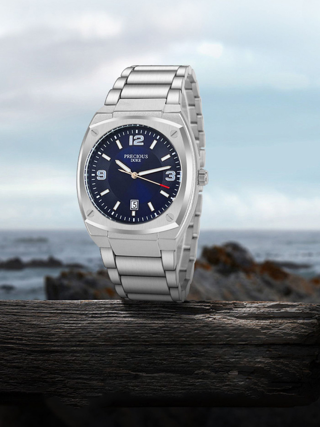 Precious Duke Men Dial & Stainless Steel Straps Analogue Watch PD_902850470751-Silver-Blue