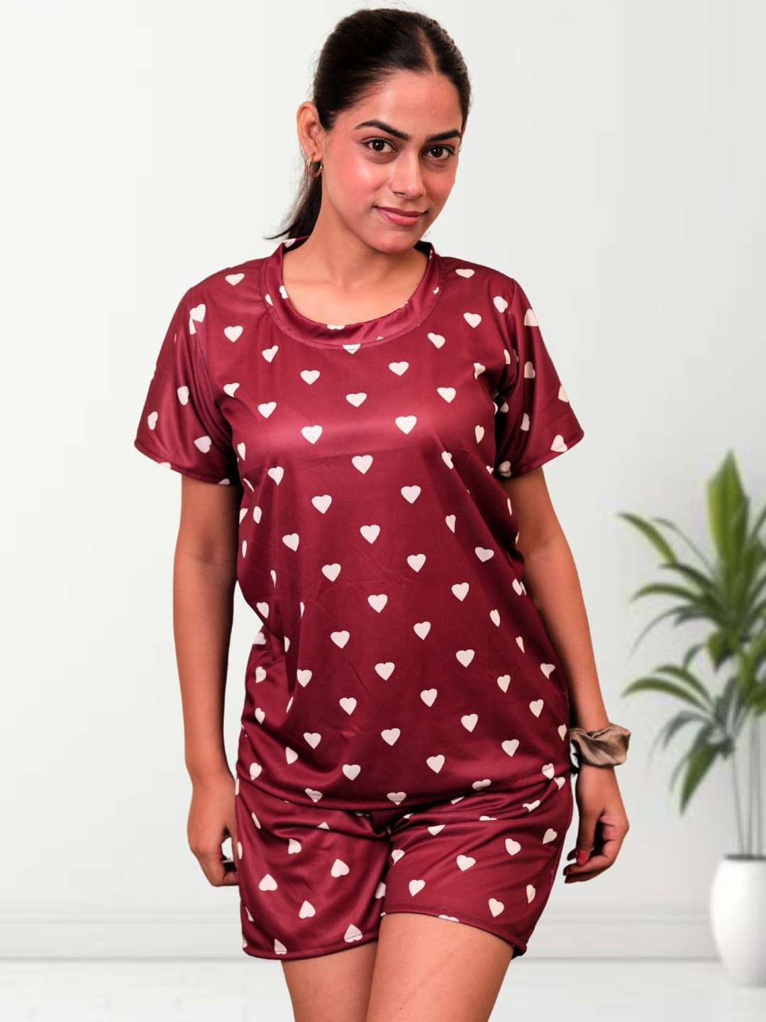 Untamed Clothing Women Conversational Printed Satin Night suit