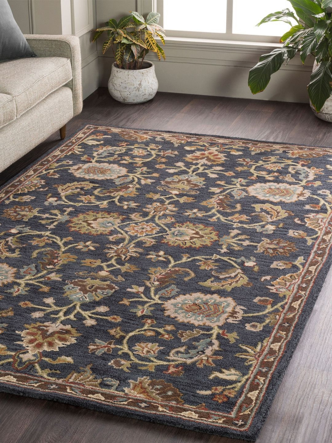 Surya Living Charcoal Traditional Anti-Skid Woollen Carpet