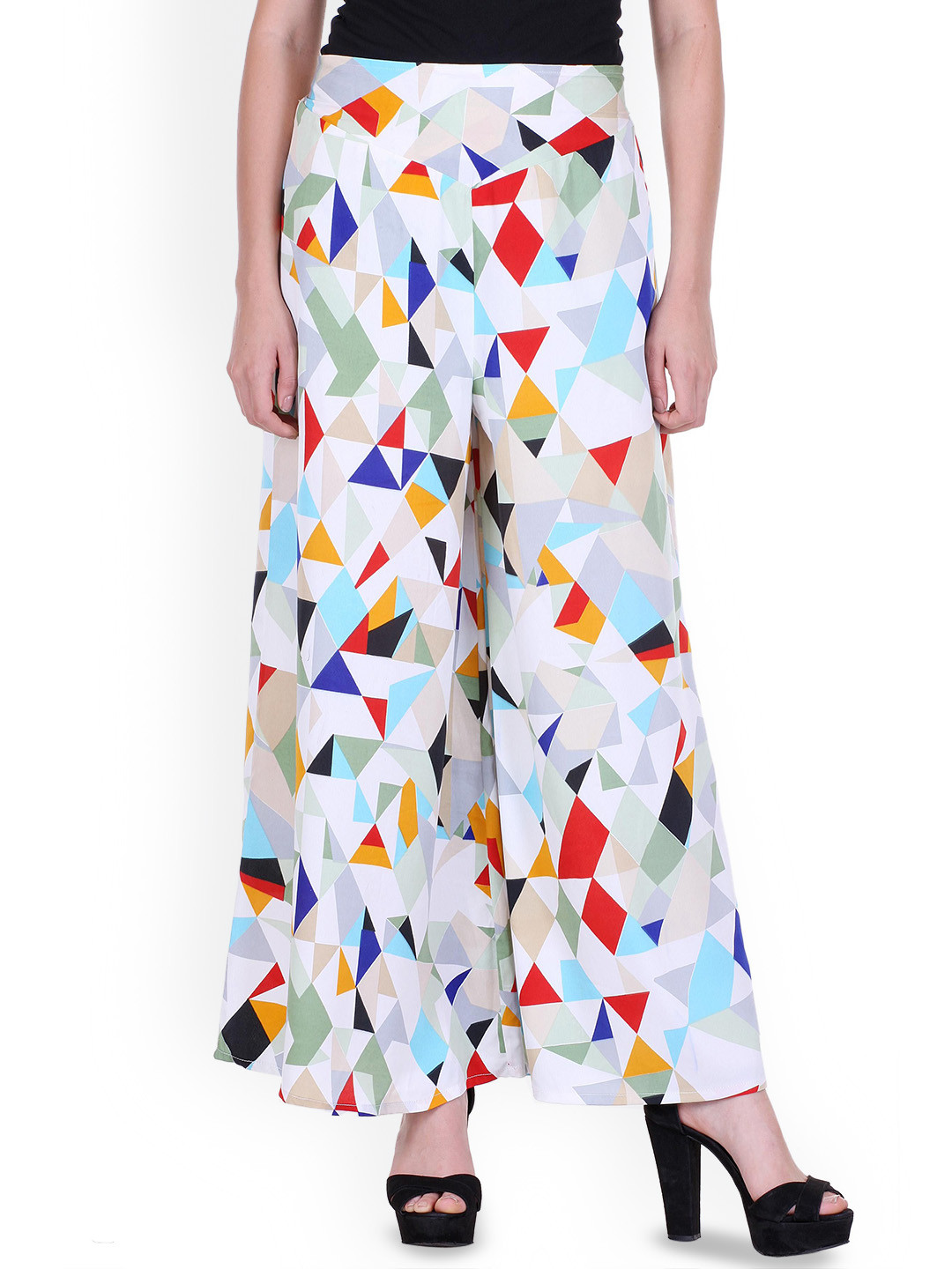 Deewa Women Geometric Printed Wide Leg Anti Fit Palazzo