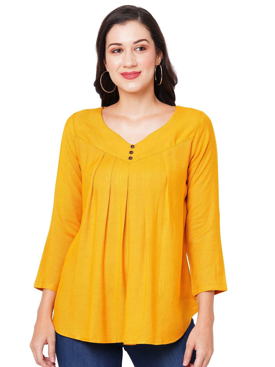 G0-4 IT Gathered or Pleated V-Neck Top