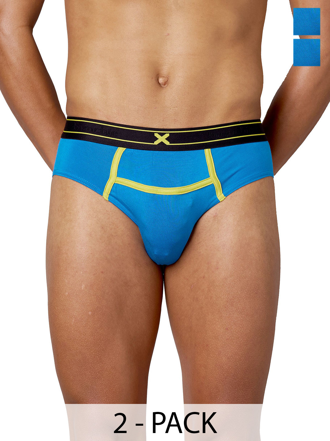 FRENCHIE Men Pack Of 2 Mid-Rise Basic Briefs FR-MI-BF-RIZZ-1X5-FRBLU-S-PO2