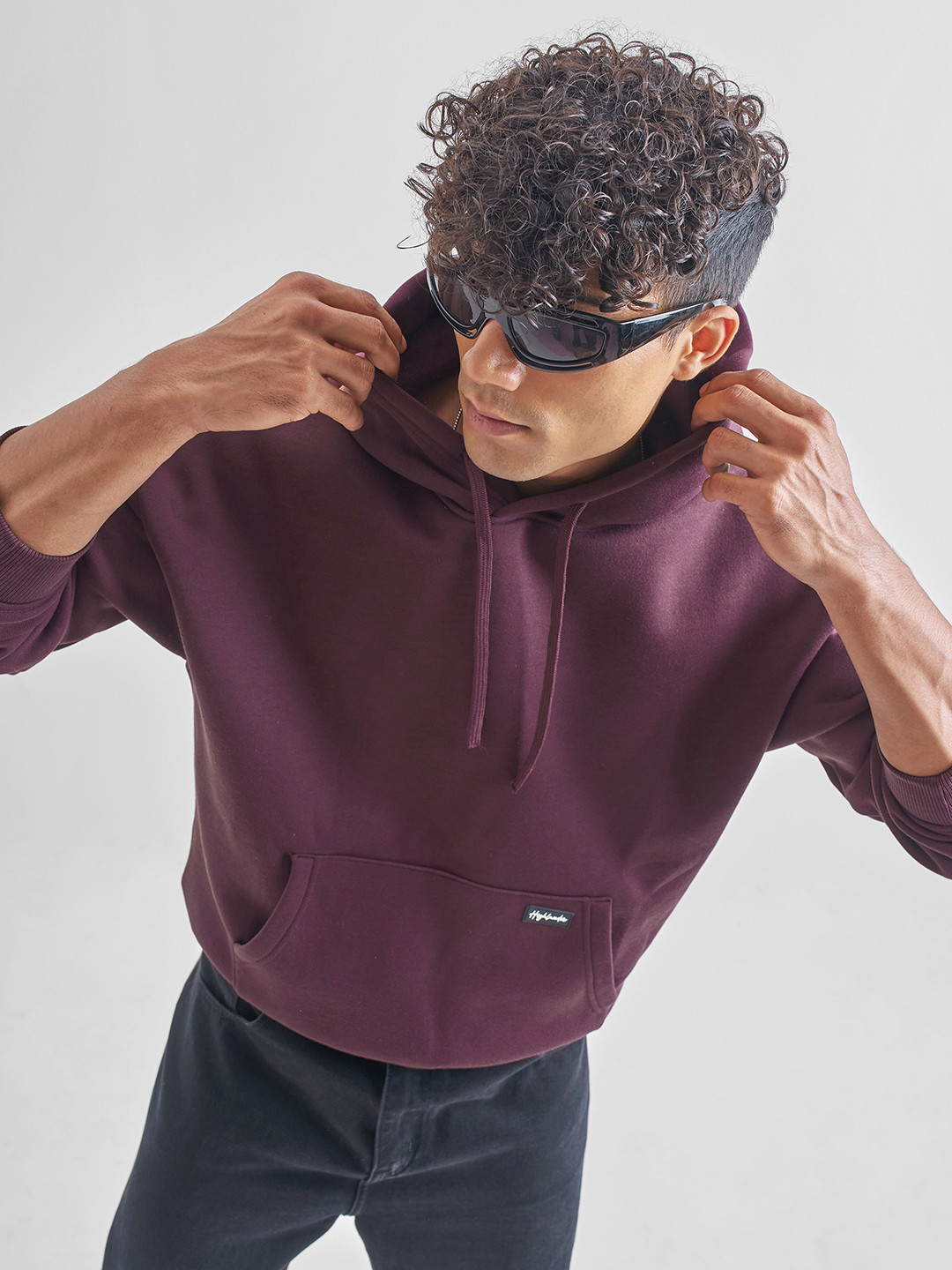 HIGHLANDER Hooded Neck Long Drop Shoulder Over Sized Pullover Sweatshirt