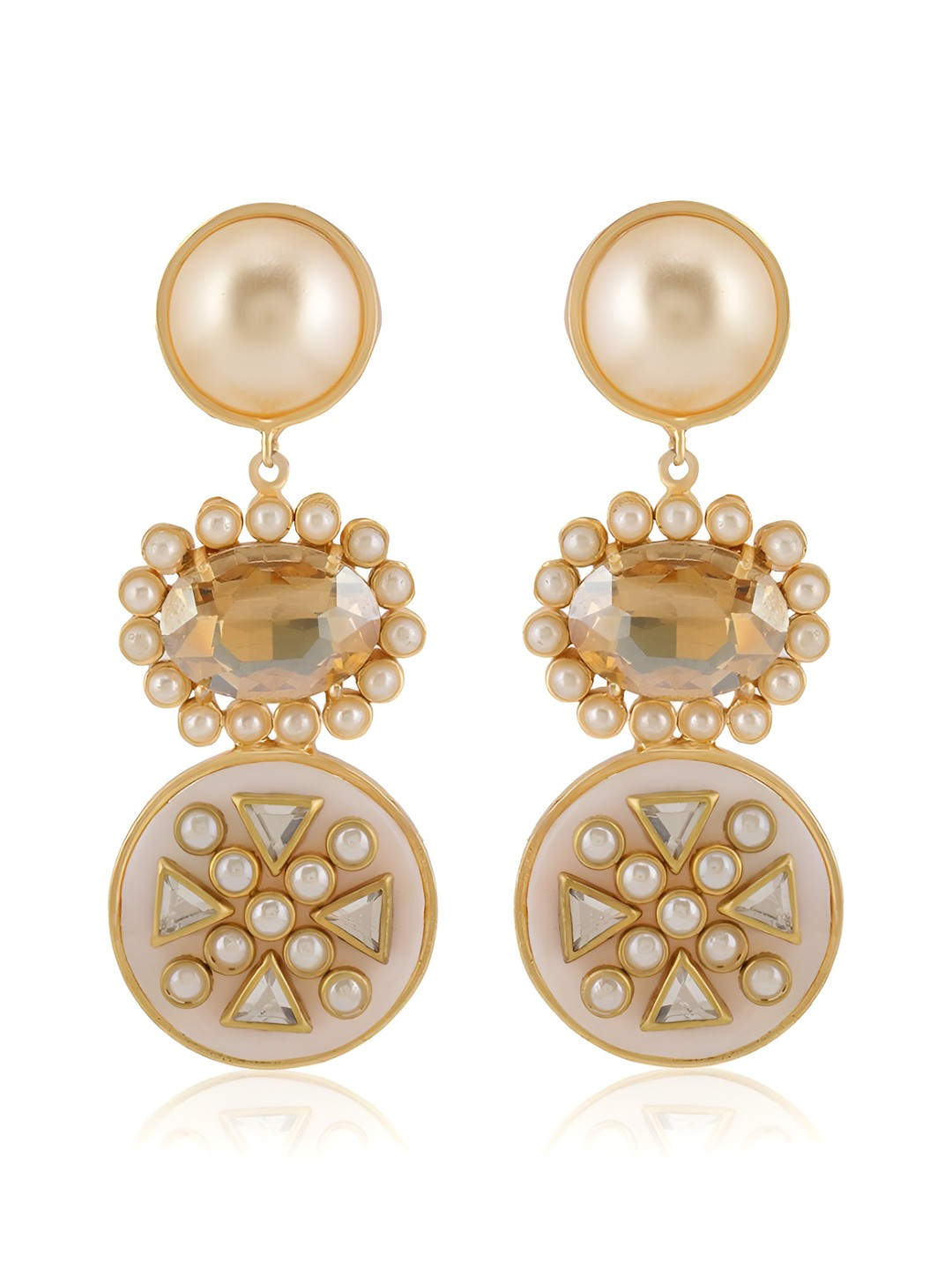 BBlingg  Swaroski Crystal Studded Circular Shaped Drop Earrings