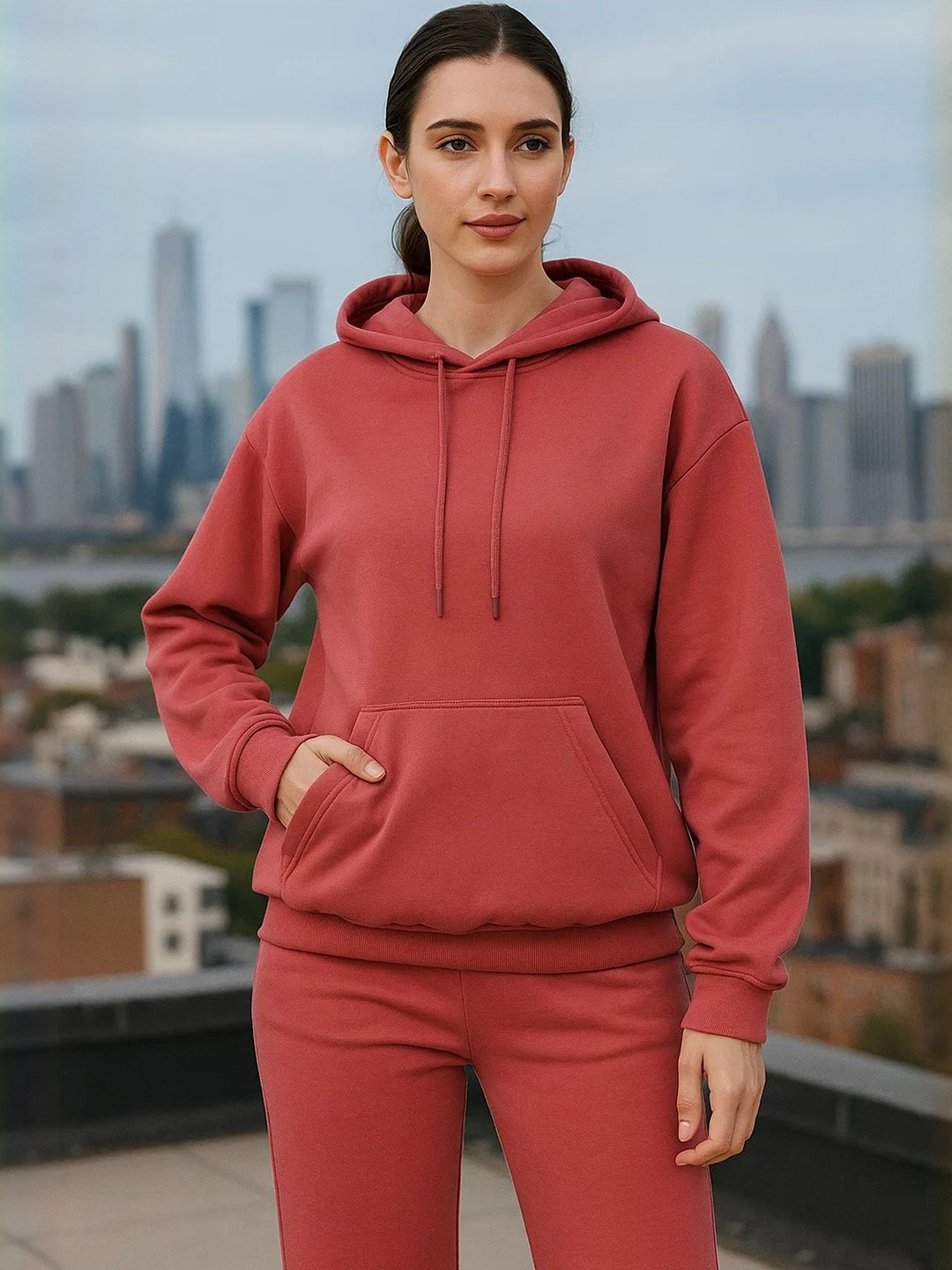 Moda Rapido Women Solid Hooded Sweatshirt
