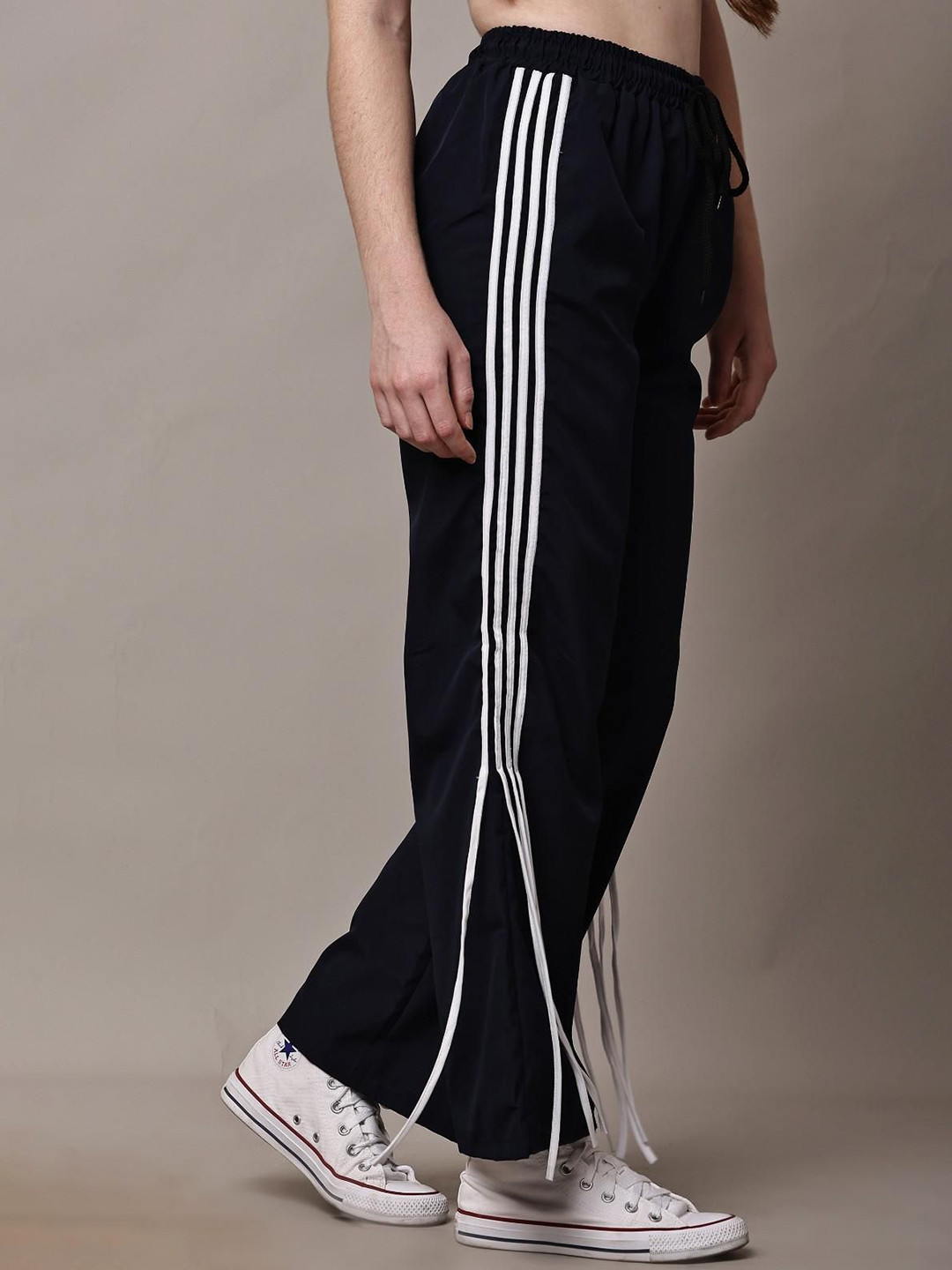 Bright Nex Women Striped Relaxed Straight Leg Mid Rise Regular Trousers
