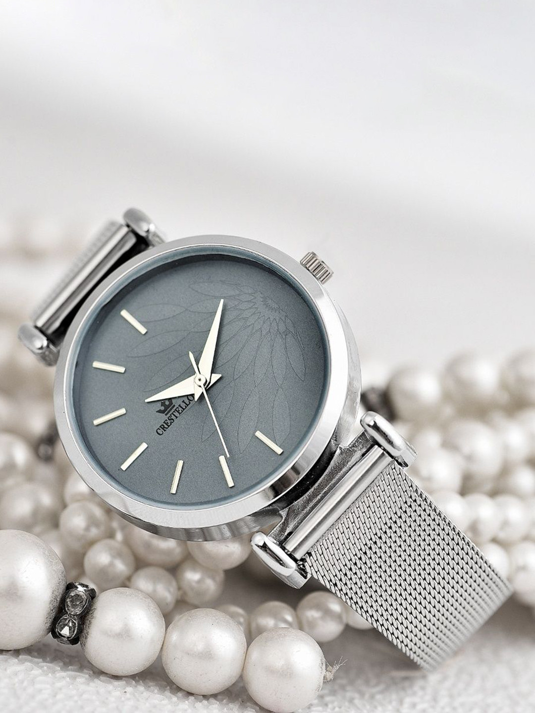 CRESTELLO Women Stainless Steel Wrap Around Straps Analogue Watch CR-CK358-GREY-CH