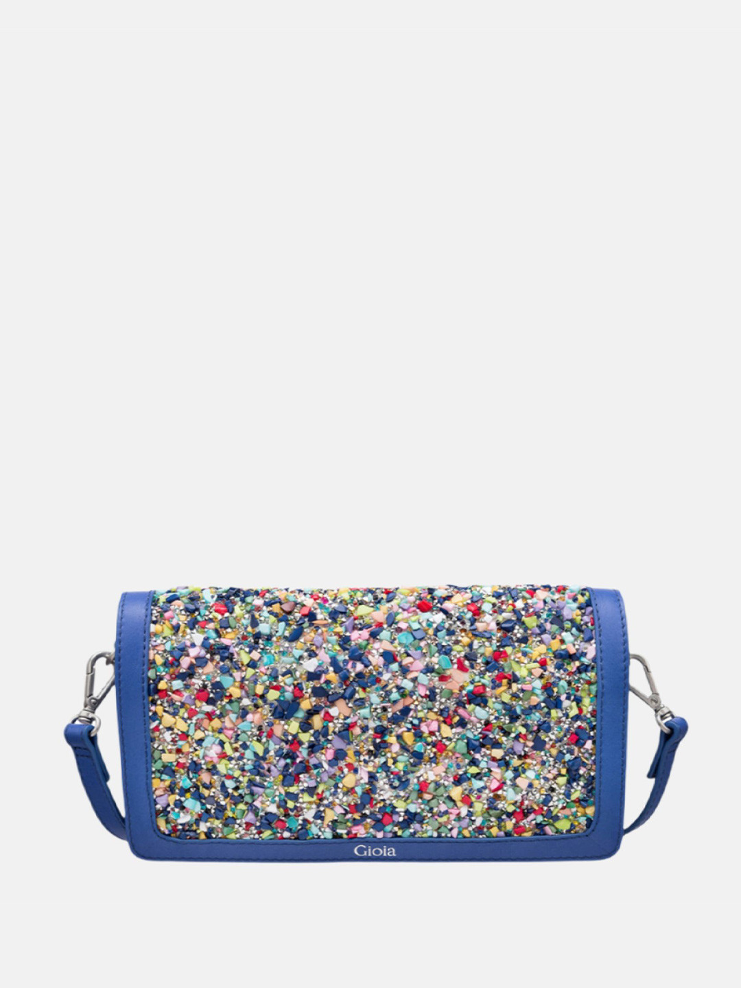 GIOIA Women Blue Lia Embellished Crossbody Leather Sling Bag