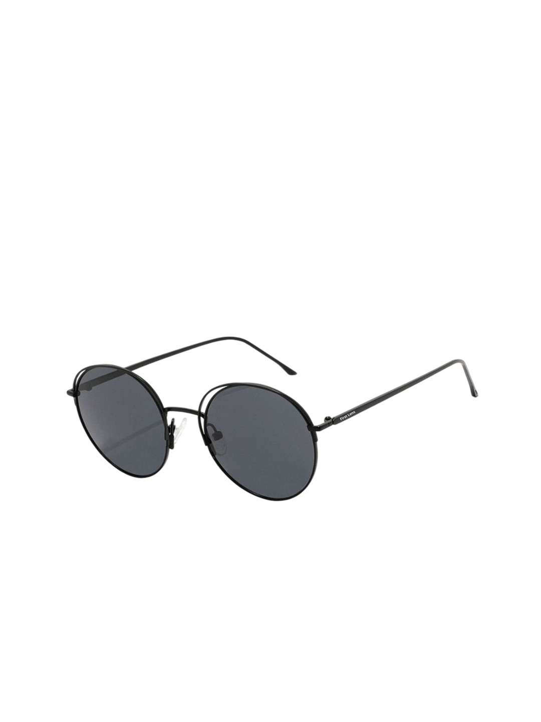 First Lens Unisex Round Sunglasses with Polarised and UV Protected C10395-Black
