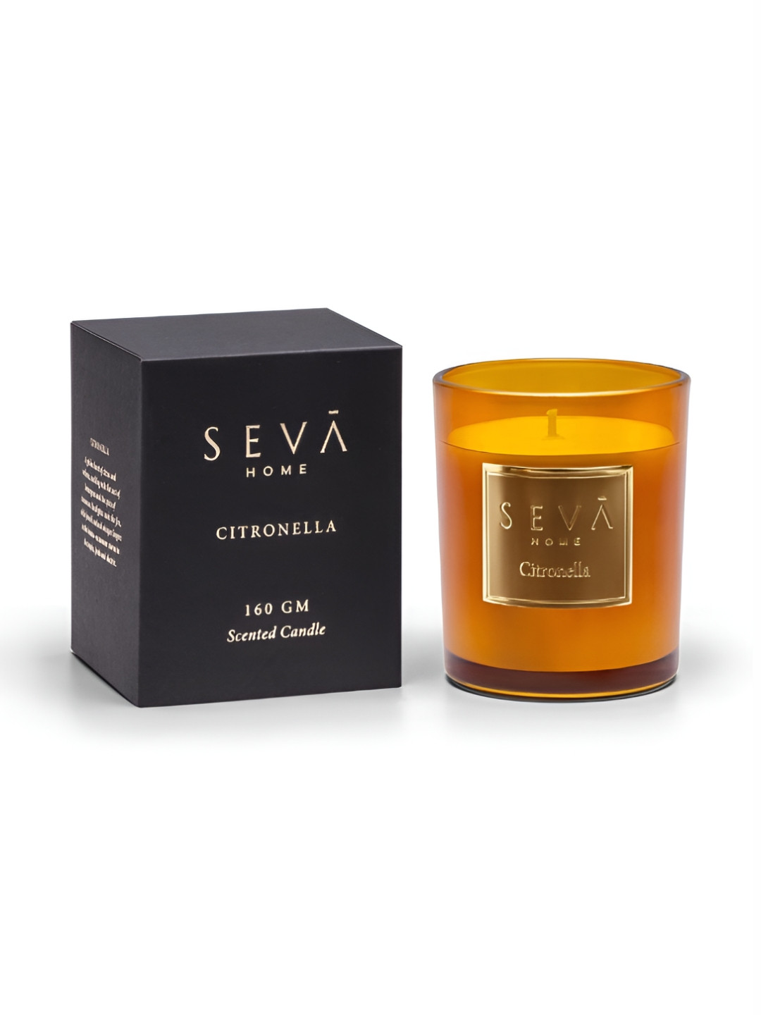 Seva Home Yellow & Gold-Toned Signature Citronella Natural Soy Wax Scented Jar Candle
