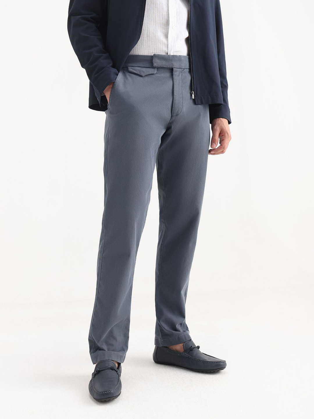 RARE RABBIT Men Blue Regular Fit Plain Trouser