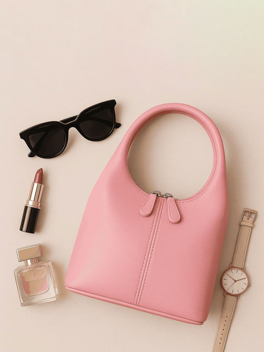 Textile and Beyond Women Solid Structured Leather Handheld Bag