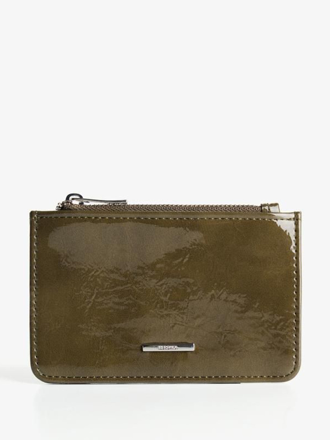 Bershka Faux-patent-finish card holder