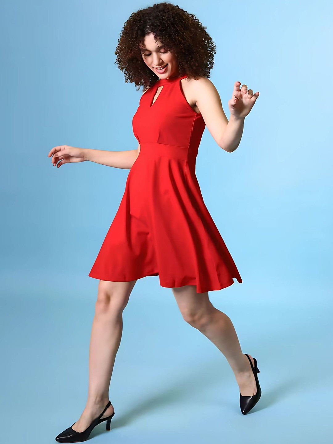 HEMANG FASHION Women Red Sleeveless Mini Dress