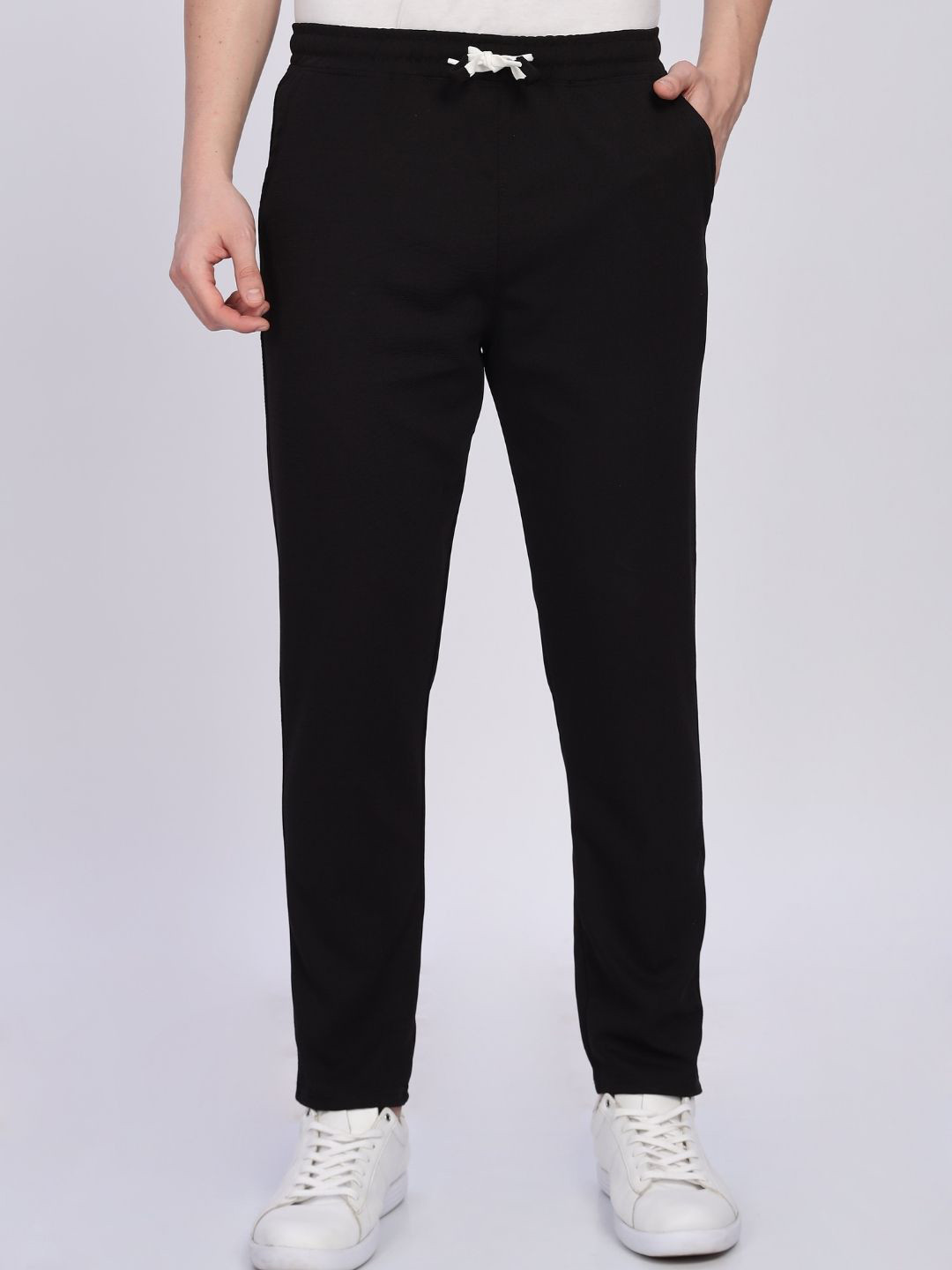 MaverIQ Men Solid Mid-Rise Straight Fit Track Pants