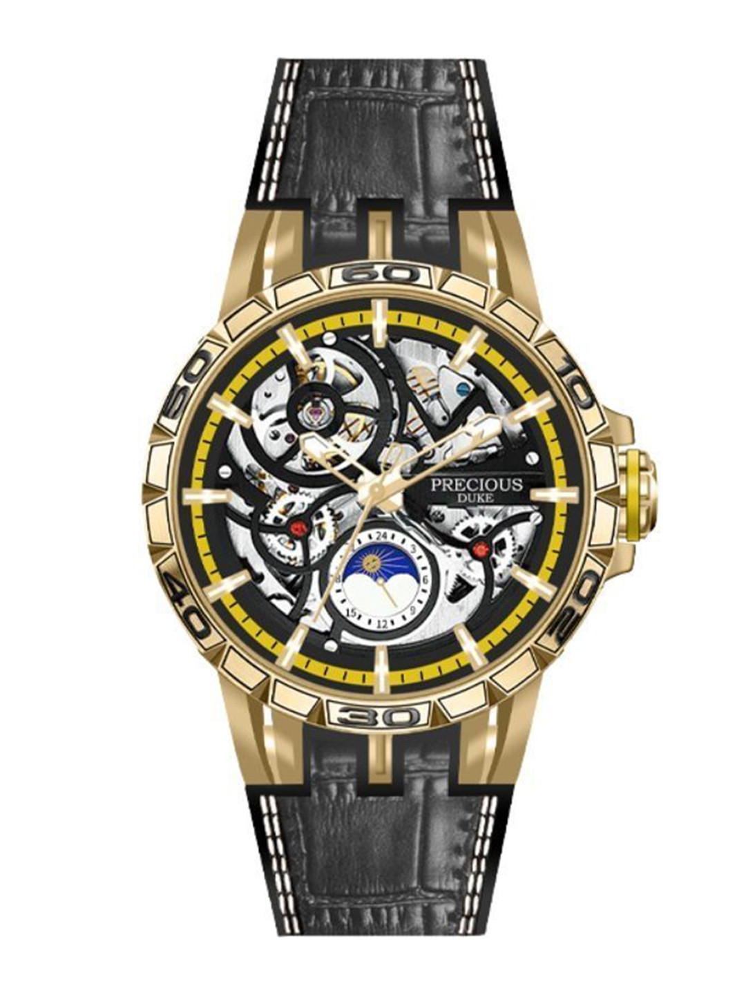 Precious Duke Men Skeleton Dial Analogue Watch PD_897248815884_Gold-Toned_92