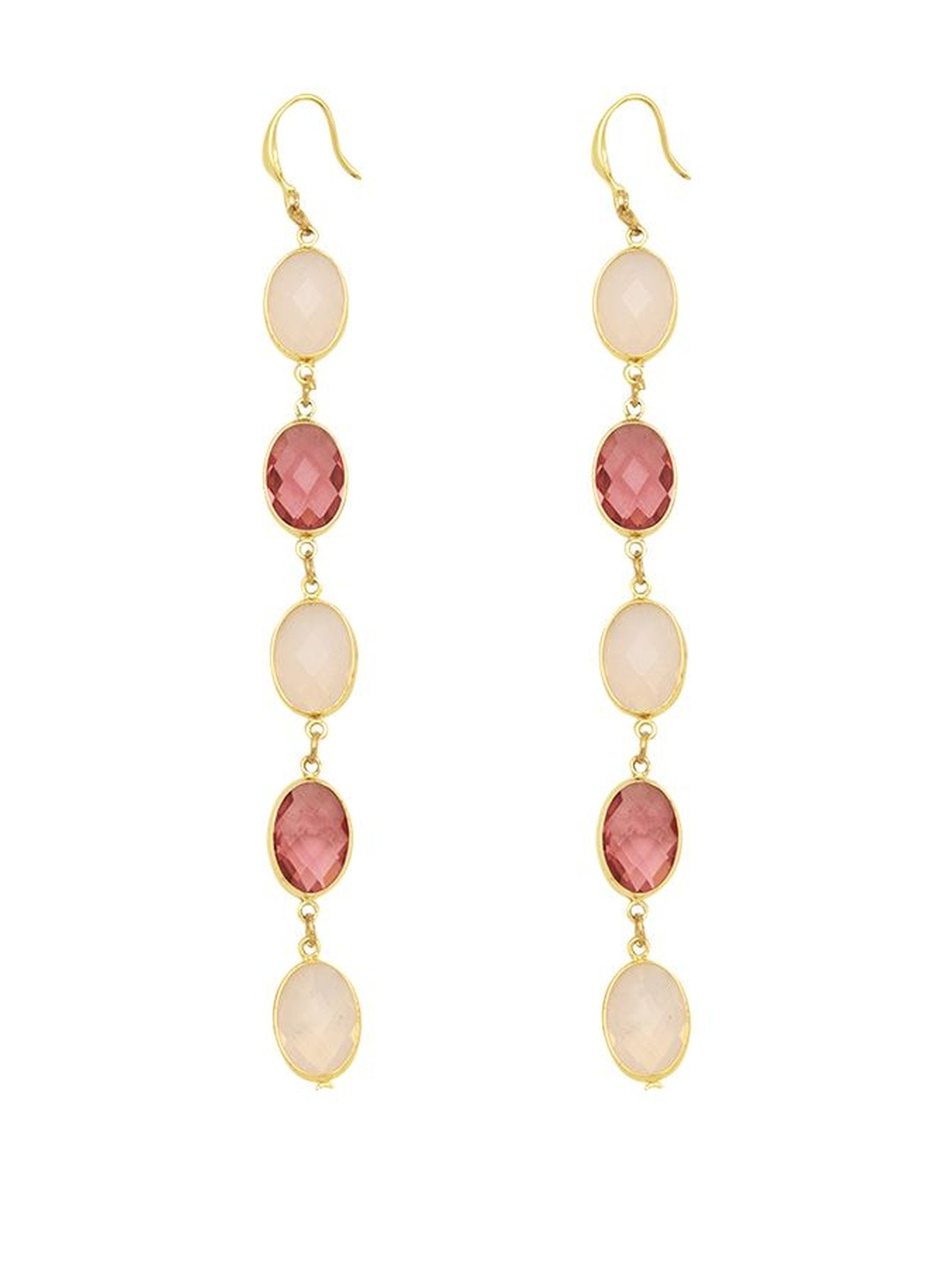 Beenth & Doneth Gold Plated Stainless Steel Cubic Zirconia Peach Pink Earrings