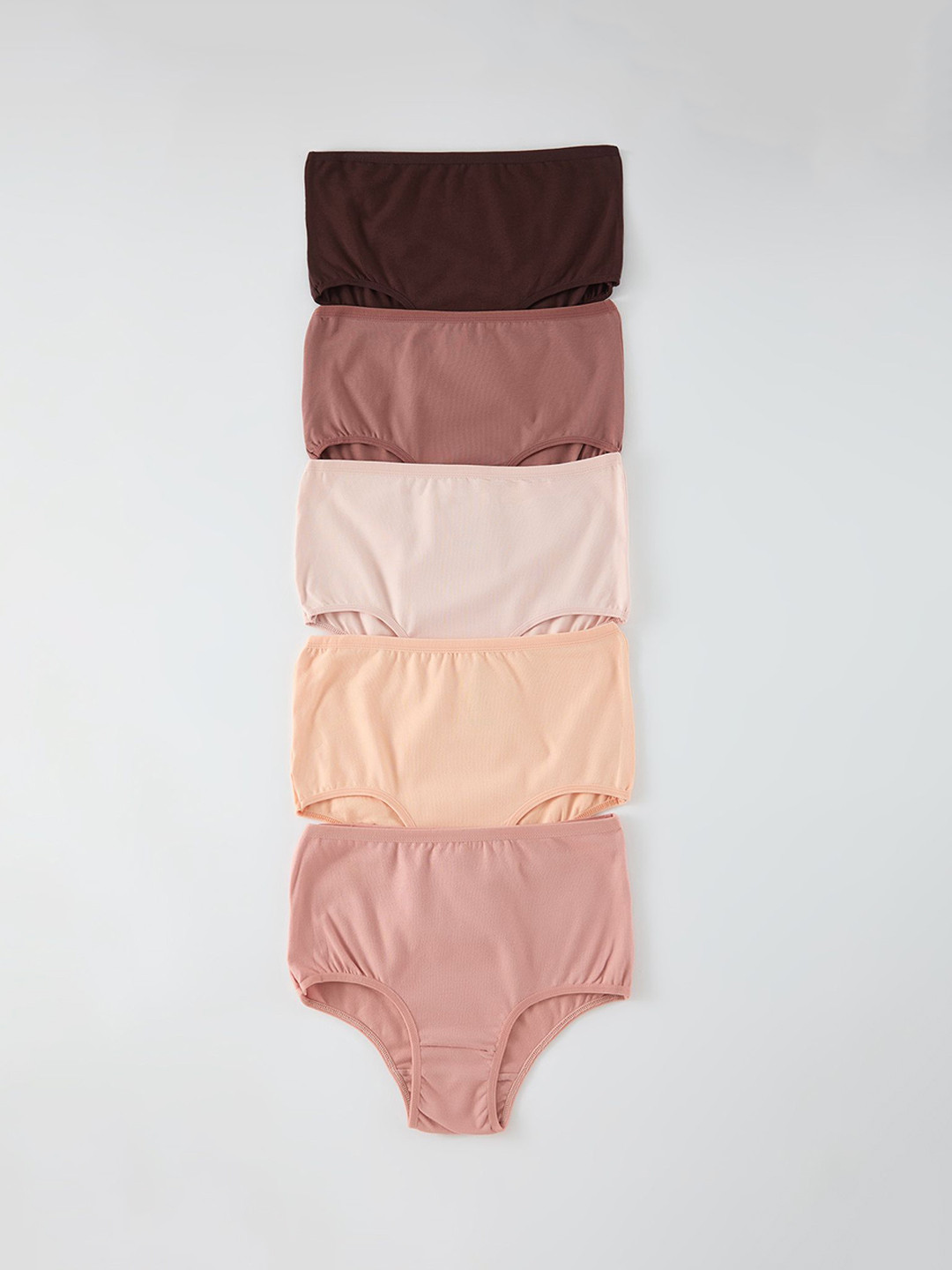 Trendyol Women Pack Of 5 Mid-Rise Basic Briefs THMSS25KU00030/Kahverengi-ok Renkli
