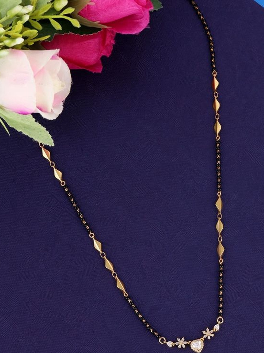 SALONI FASHION JEWELLERY Traditional Flower and Heart Shape Gold Plated Mangalsutra