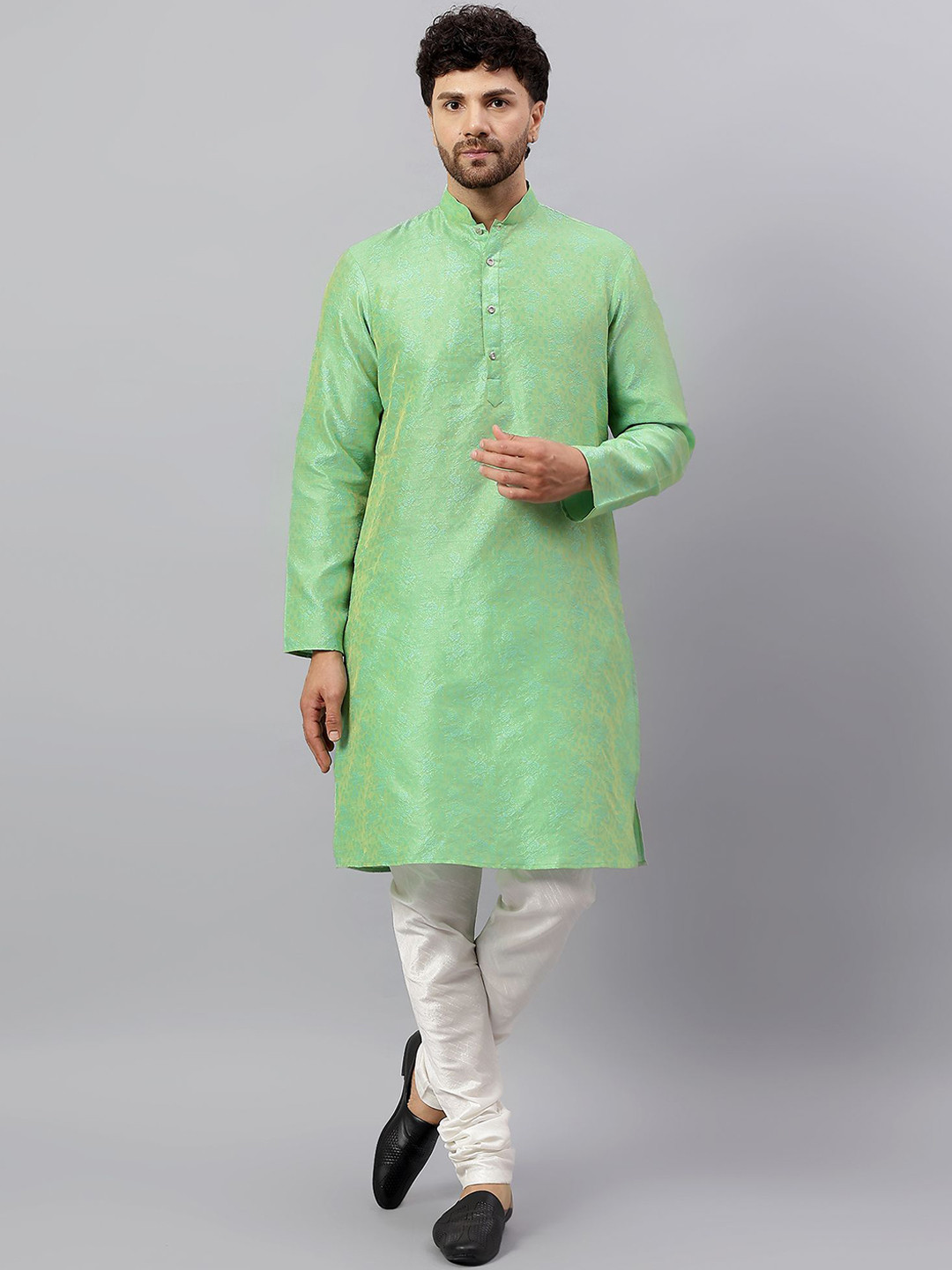 Latest Chikan Garments Men Woven Design Self Design Kurta with Churidar