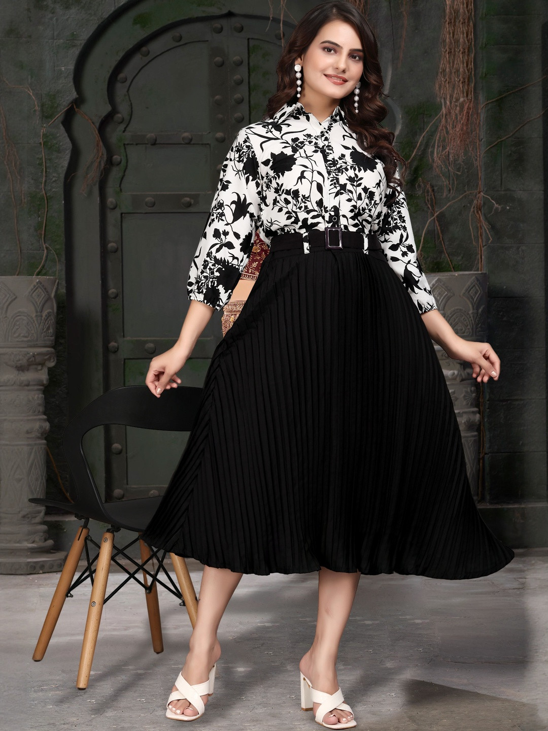 HEMANG FASHION Women Other Solid Fit and Flare Dresses