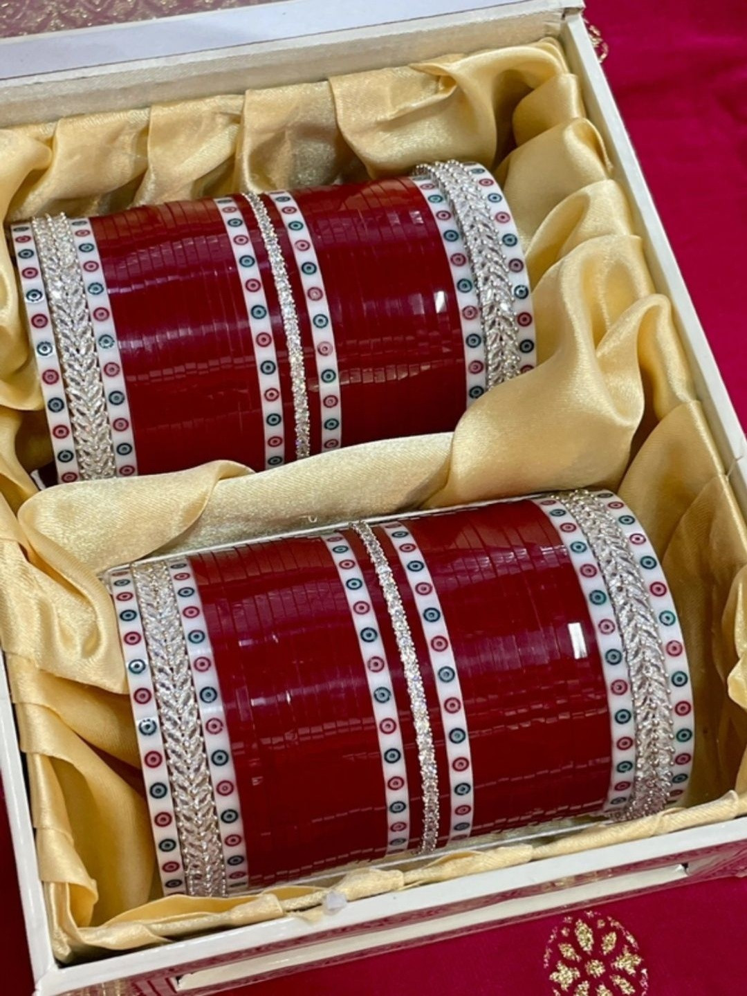 Lybashine Women Stones Studded Wedding Bangles Set