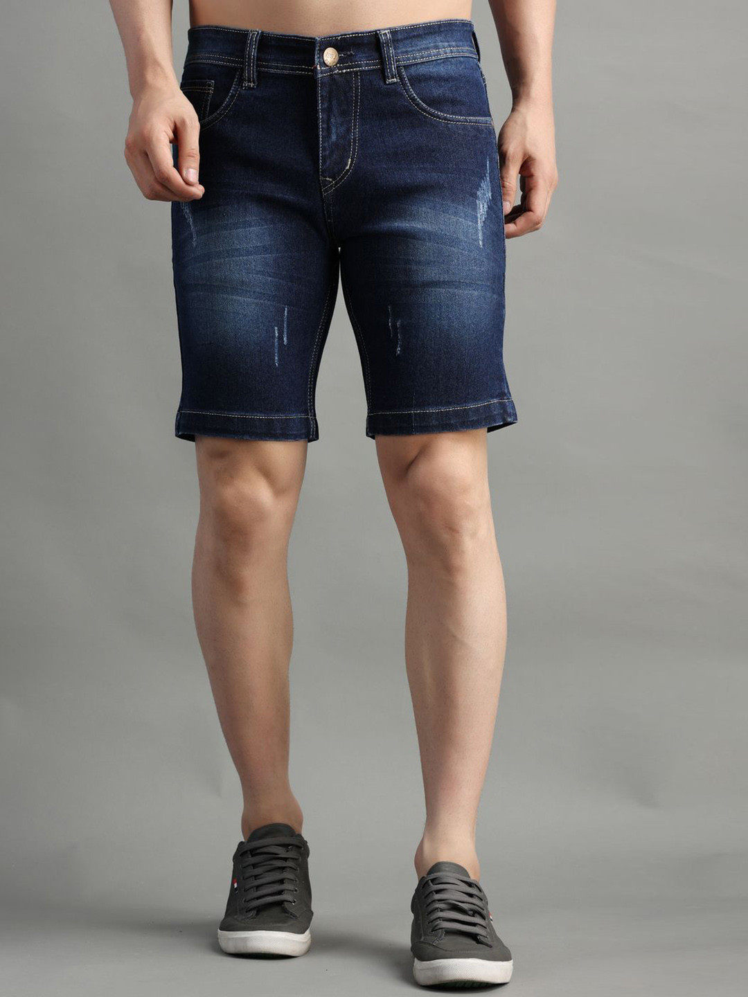 PRJ IN STYLE Men Mid-Rise Slim Fit Denim Shorts