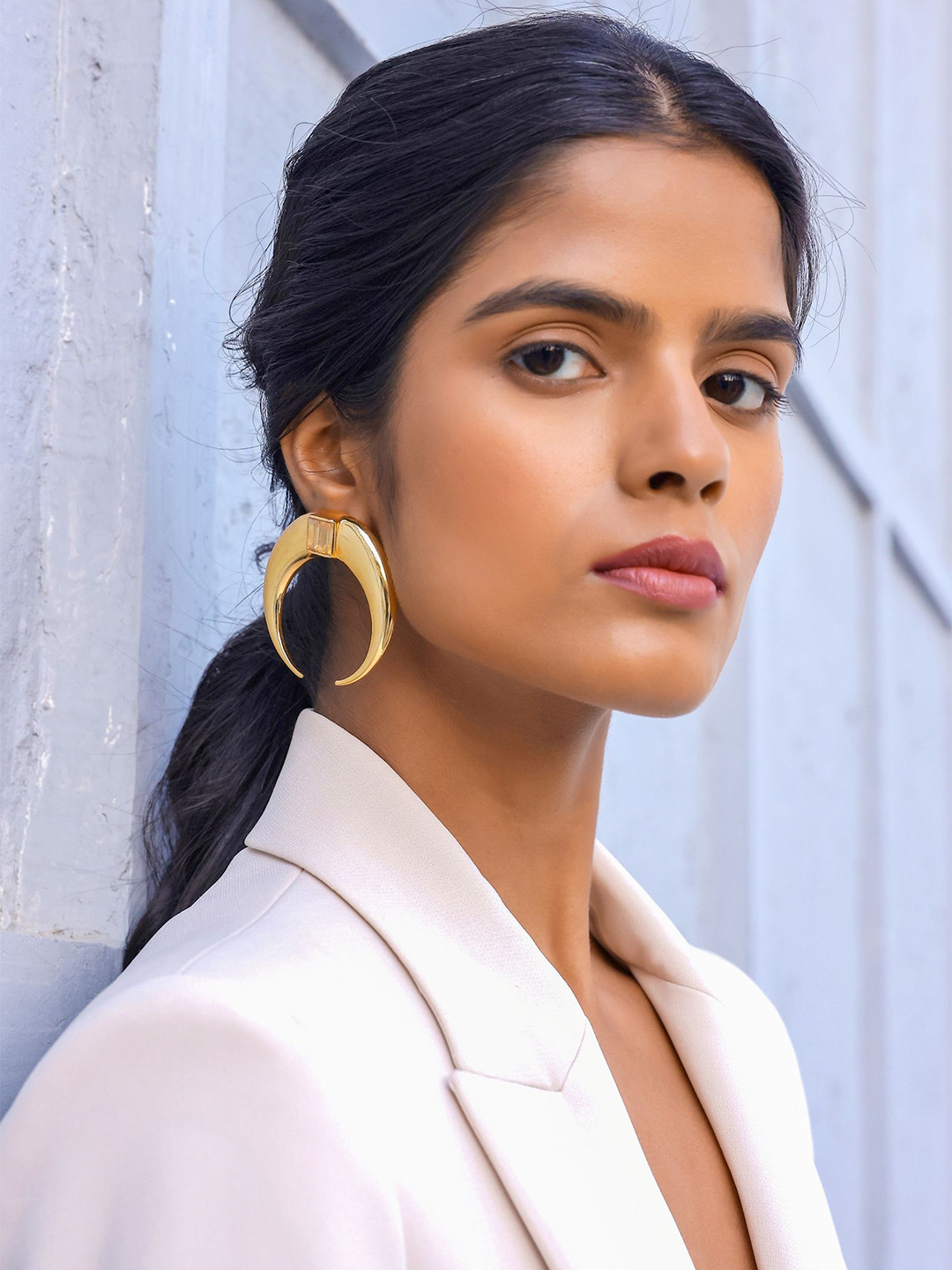 BBlingg Copa Moon Swarovski Crystal Studded Contemporary Drop Earrings