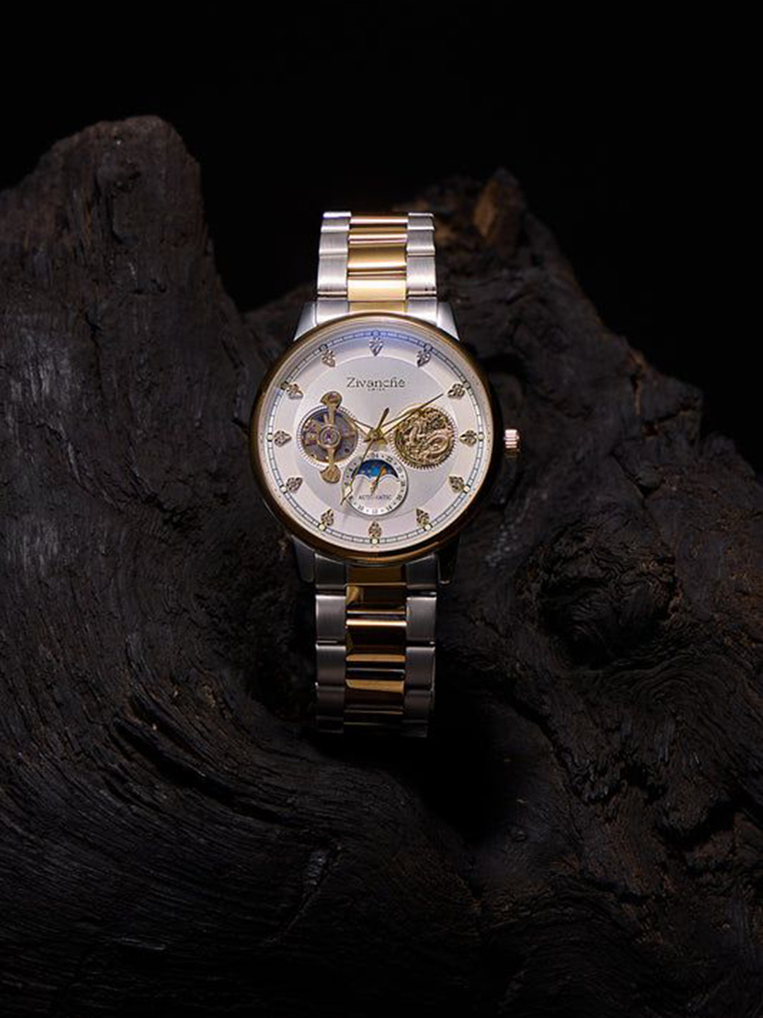 ZAADRAN Men Stainless Steel Bracelet Style Analogue Automatic Watch Louisepoch Golden