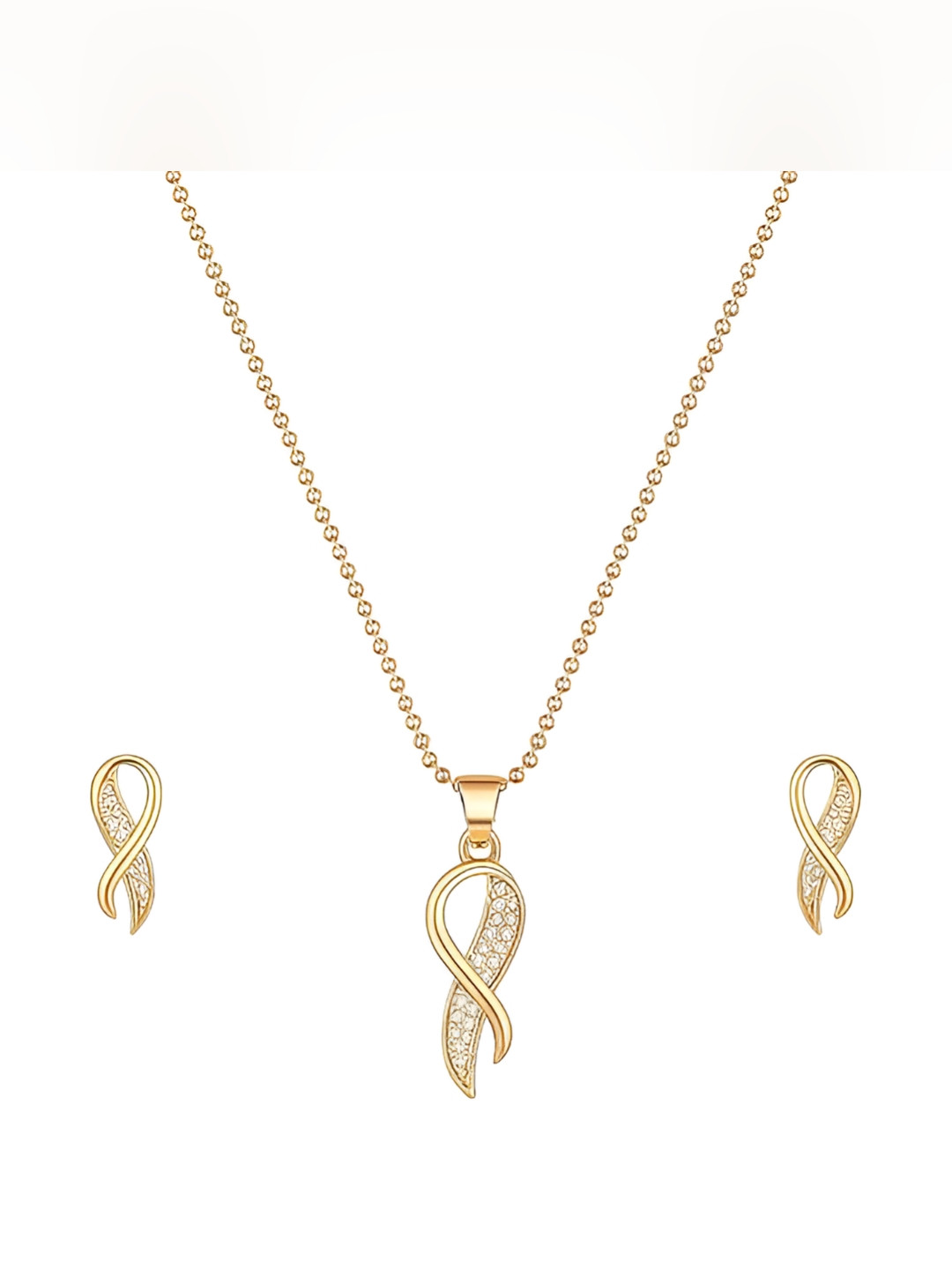 Nilu's Collection Rose Gold-Plated AD Studded Statement Necklace With Earrings