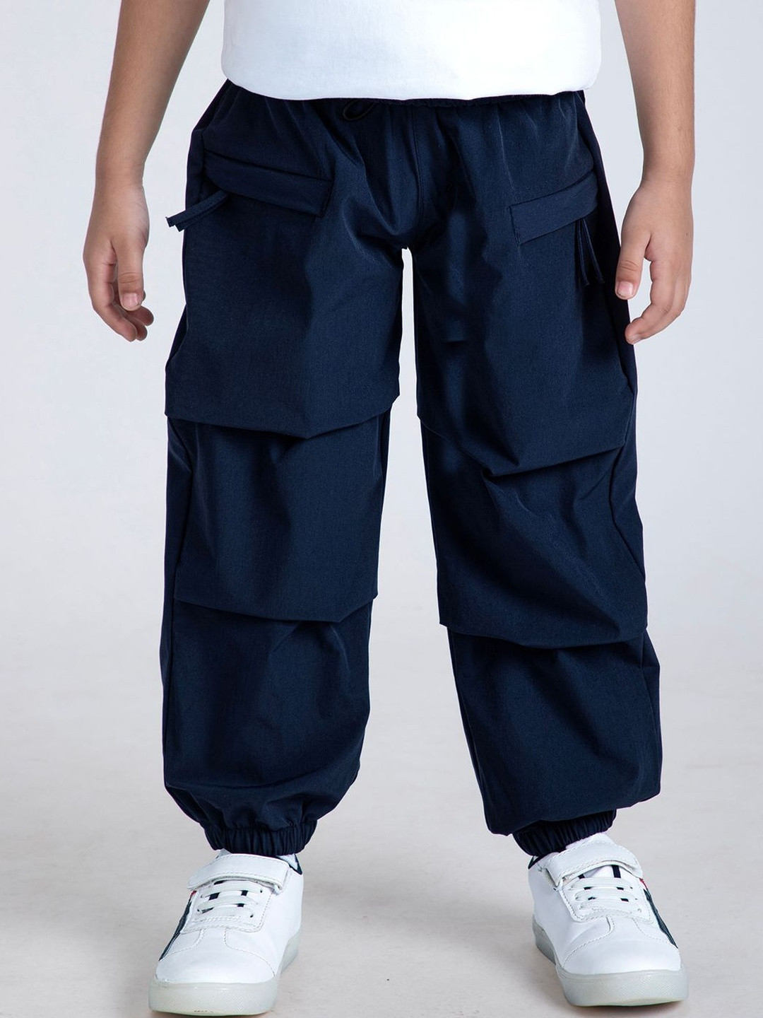 Hopscotch Boys Navy Blue Cotton Balloon Cargo Pants