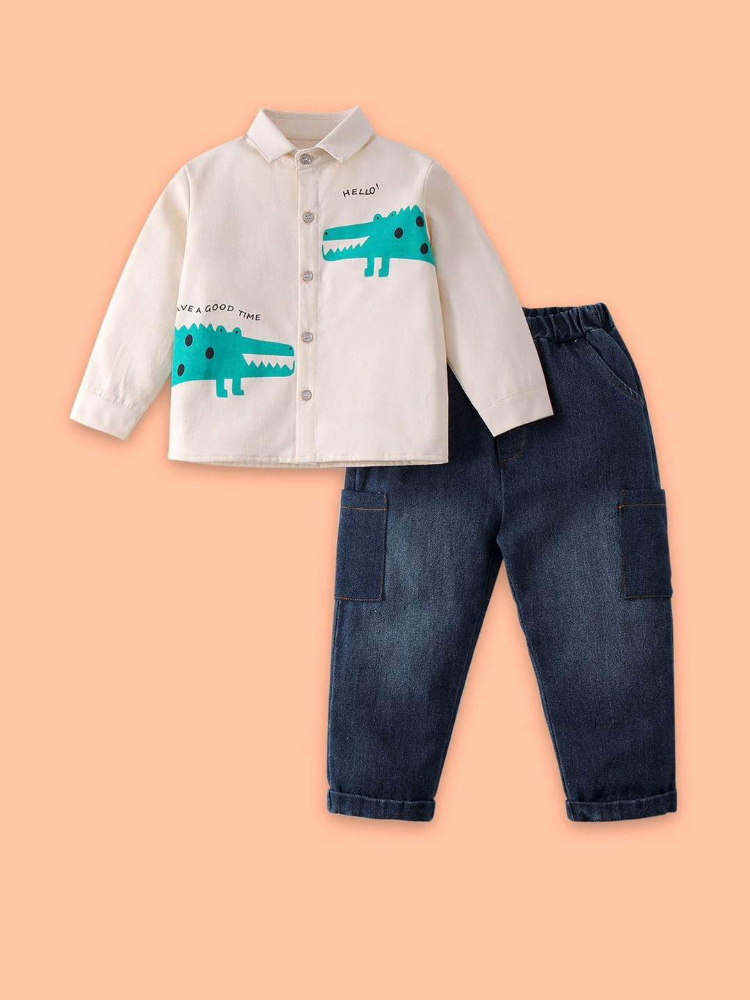 Hopscotch Boys Crocodile Printed Clothing Set