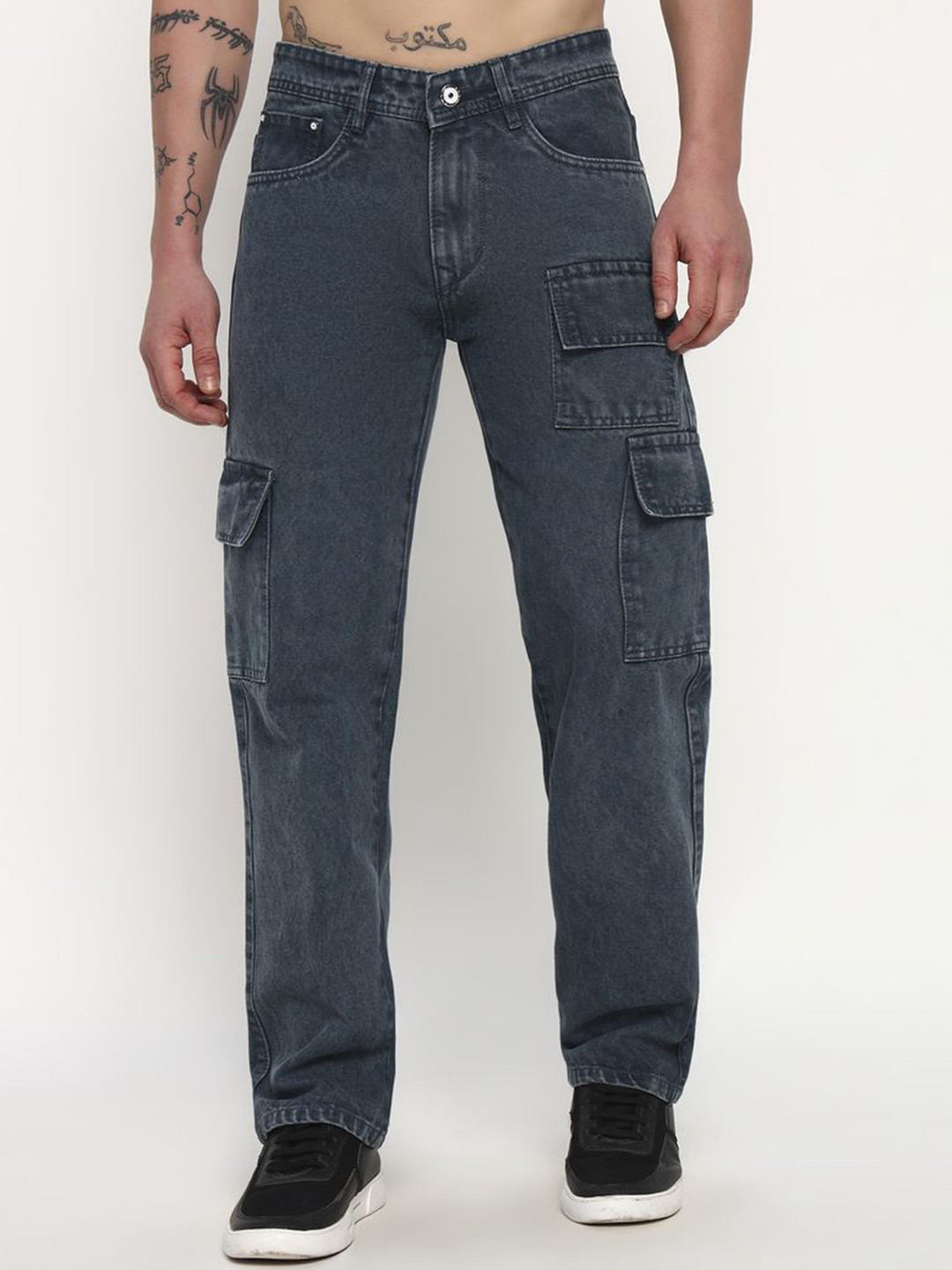 XCEL POINT Men Relaxed Fit Mid-Rise Cotton Cargo Style Jeans
