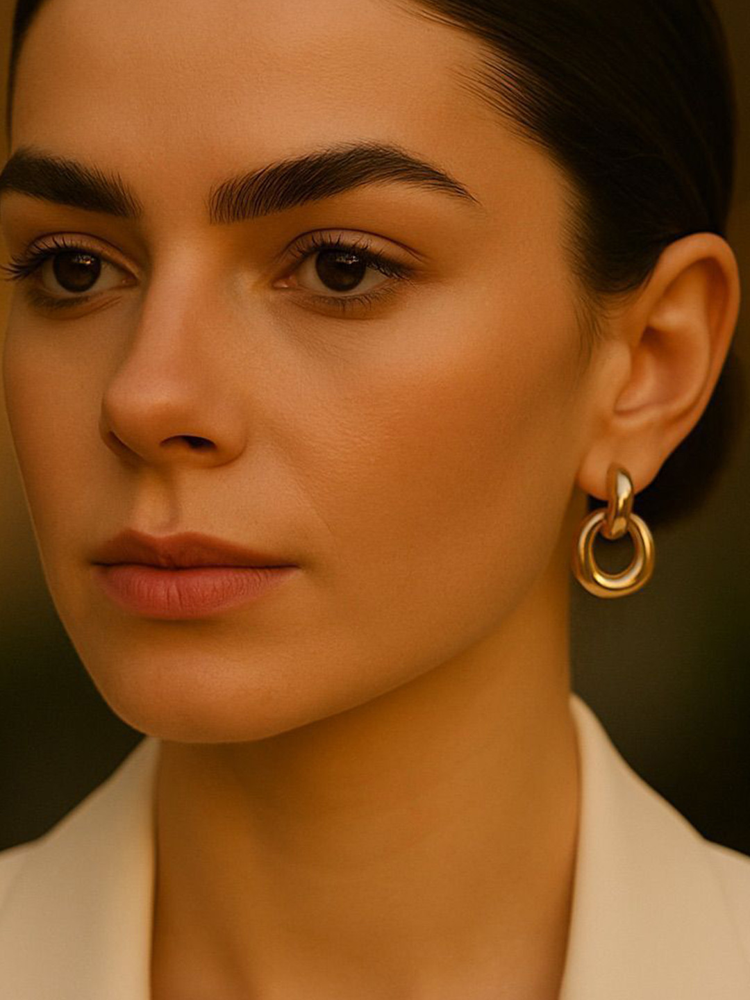 ShadeApart Brass-Plated Circular Shaped Hoop Earrings