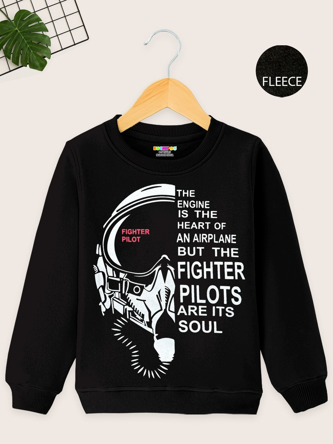 KUCHIPOO Boys Printed Regular Fit Fleece Sweatshirt