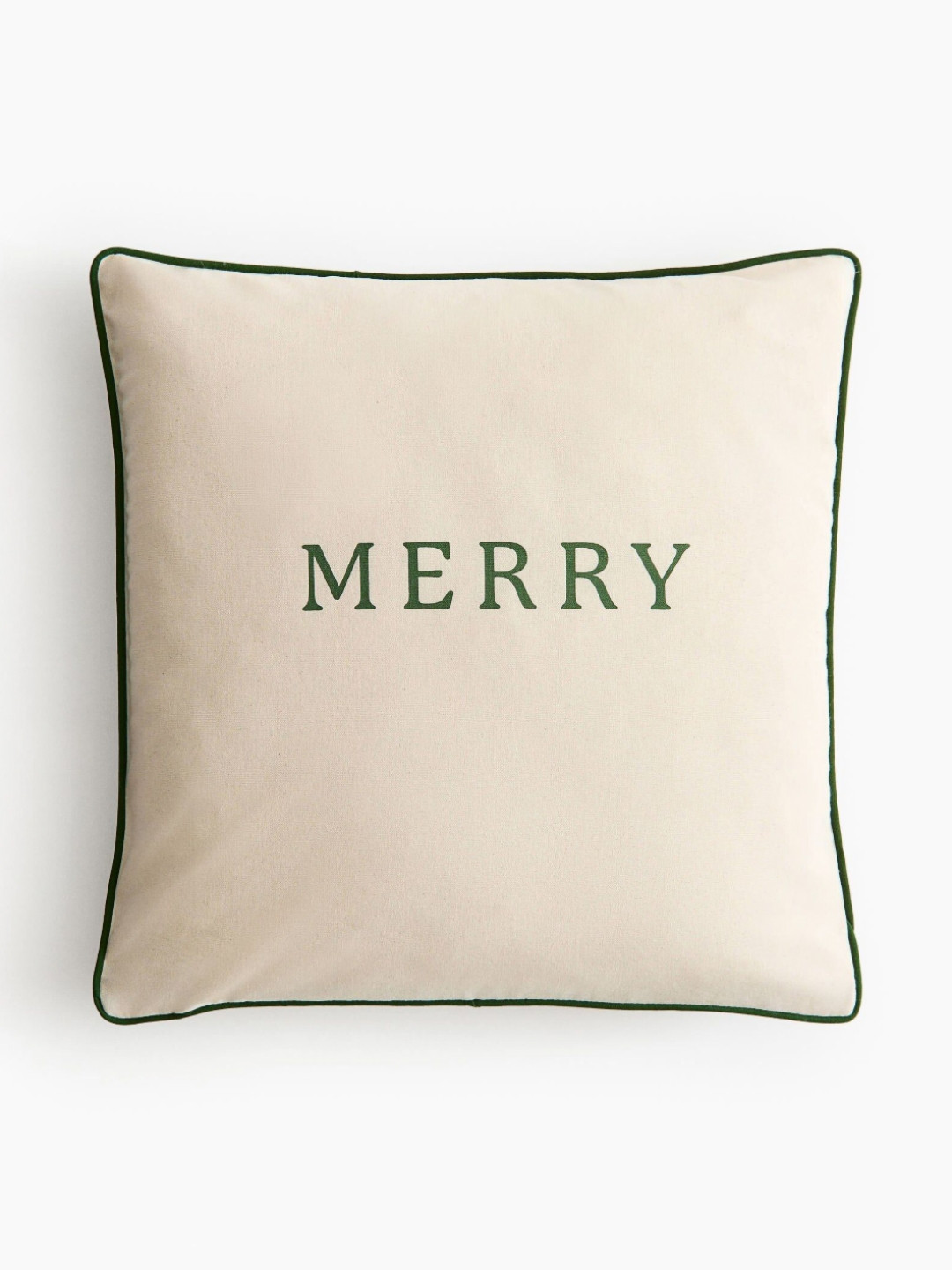 H&M Beige And Green Pure Cotton Printed Cushion Cover