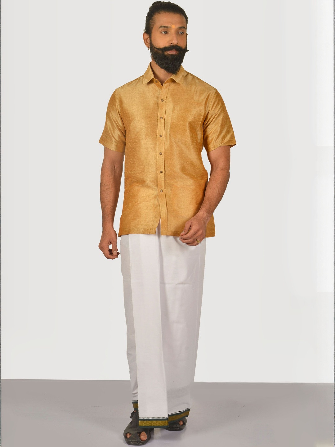 Karnam Men Gold-Toned Shirt