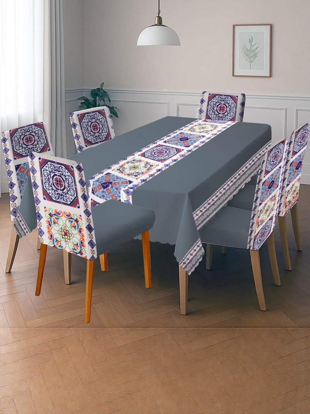 Stylista Multicoloured Set of 6-Seater Table Cover And Chair Set