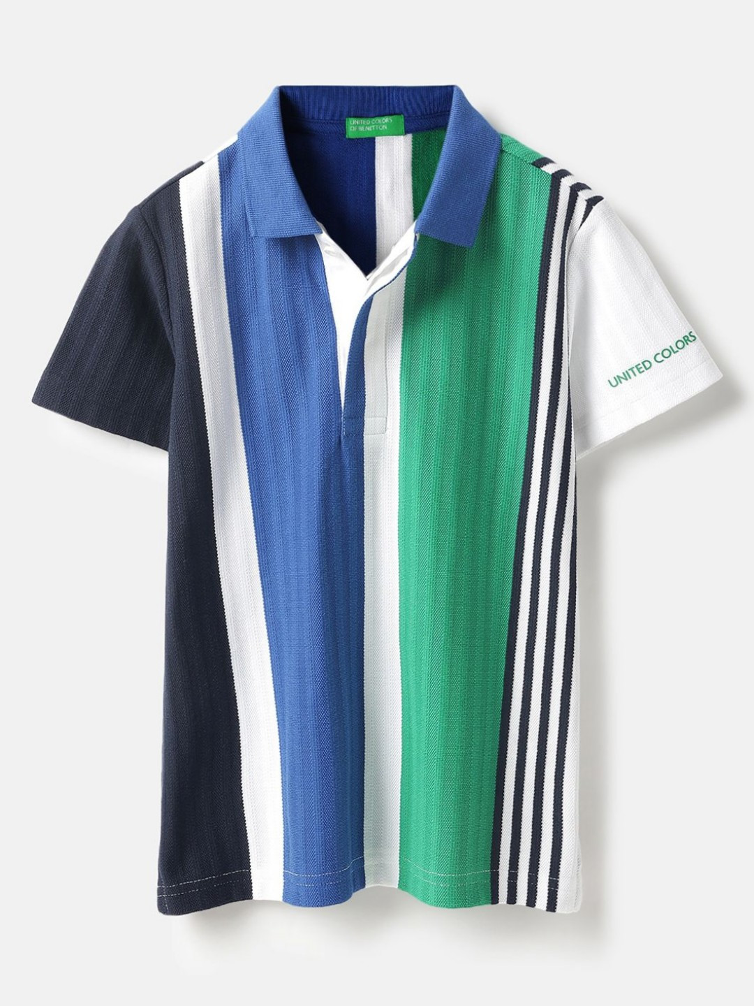 United Colors of Benetton Boys Colourblocked Polo Collar Cotton T-shirt