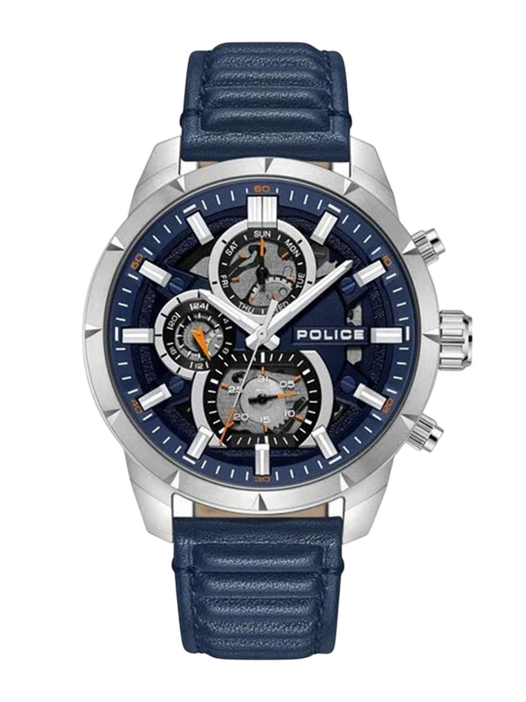 Police Men Leather Textured Straps Analogue Multi Function Watch NTPLPEWJF0021801