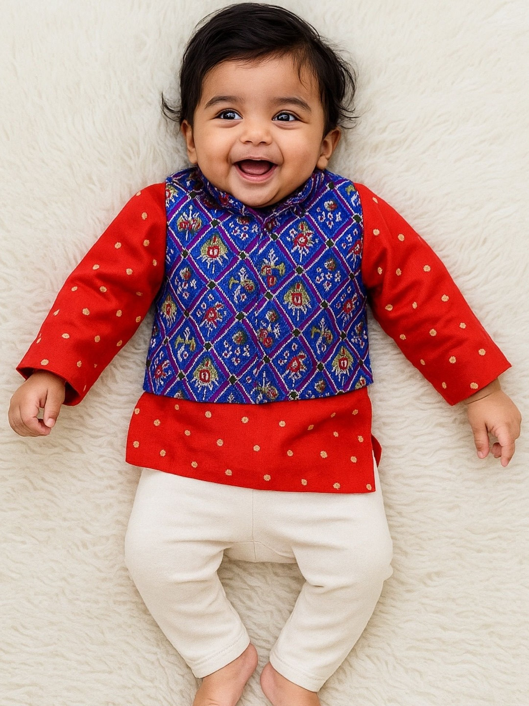 Sangria Boy Red Zari Kurta Pyjama Set
