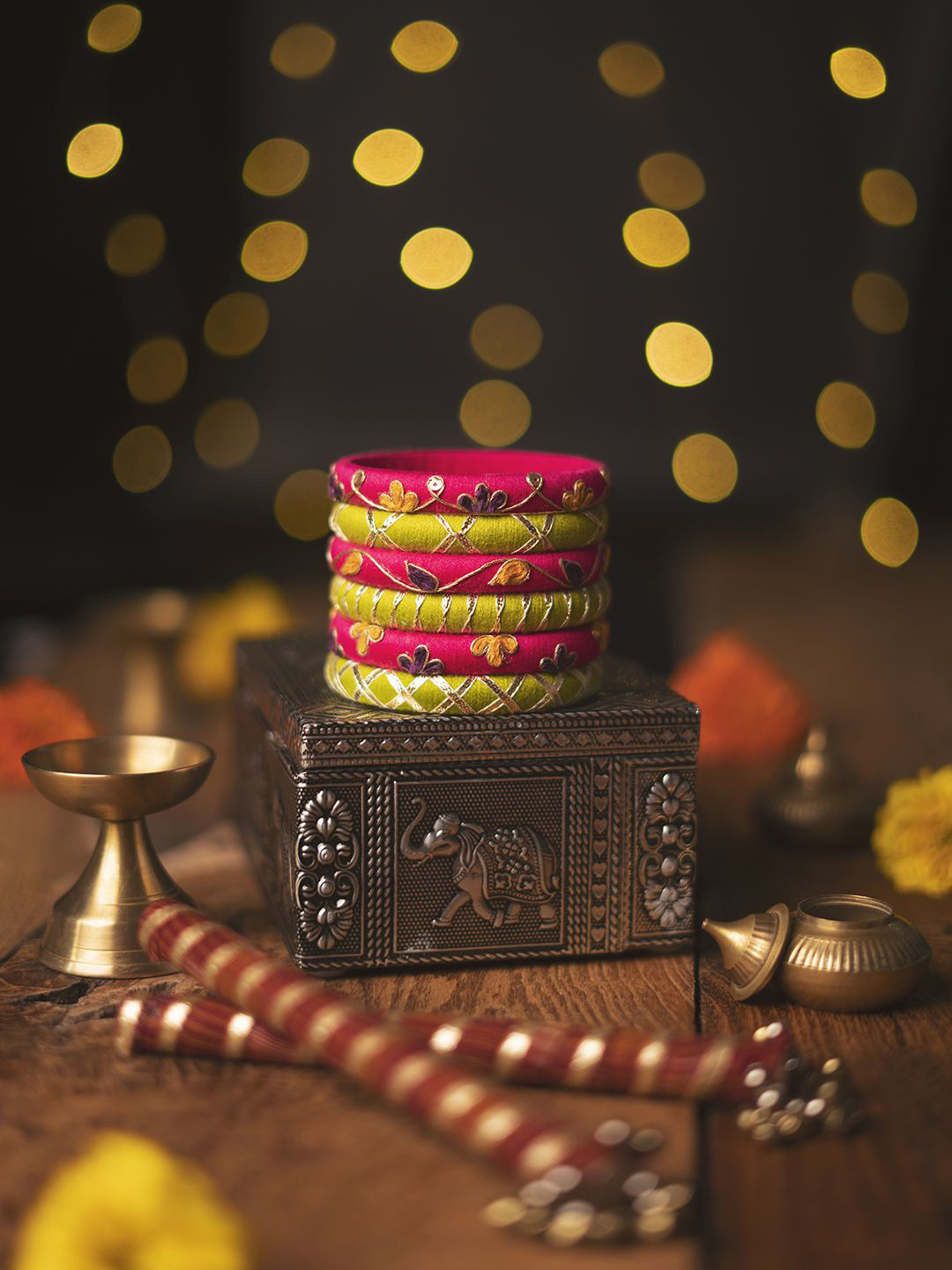 Taasha Craft Set Of 6 Thread Work And Sequence Bangles