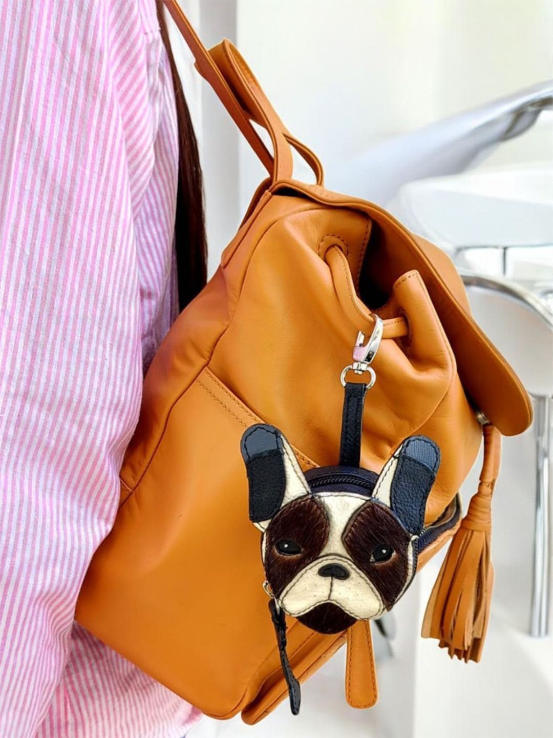 PERKED Hachiko Textured Leather Key Chain