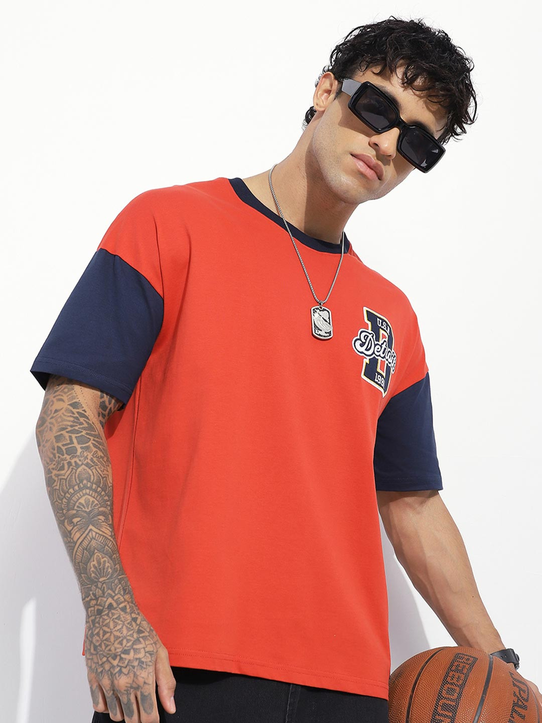 Stormborn Men Brand Logo Printed Round Neck Pure Cotton Oversized T-shirt