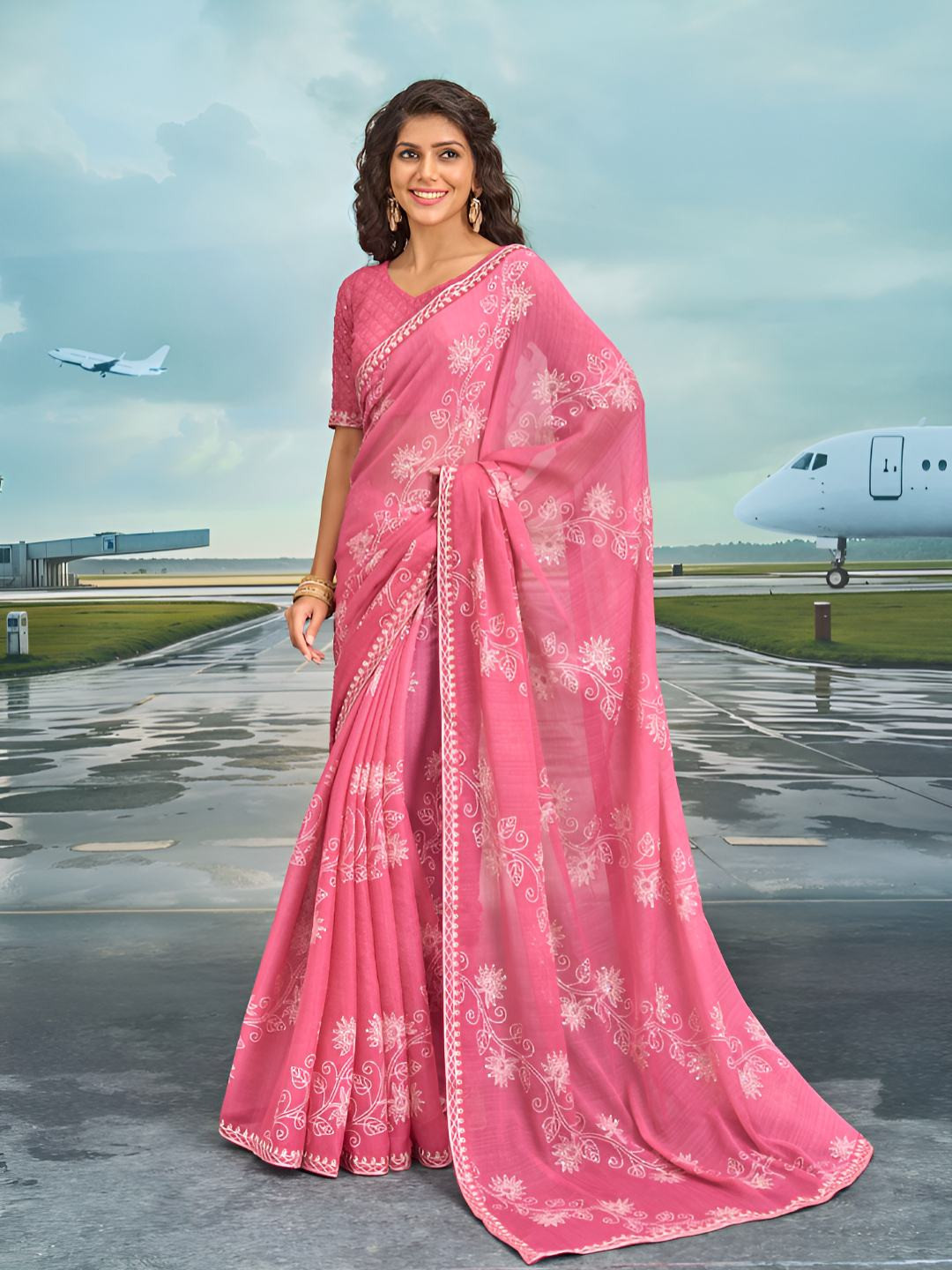 Laxmipati Ethnic Motifs Embroidered Saree
