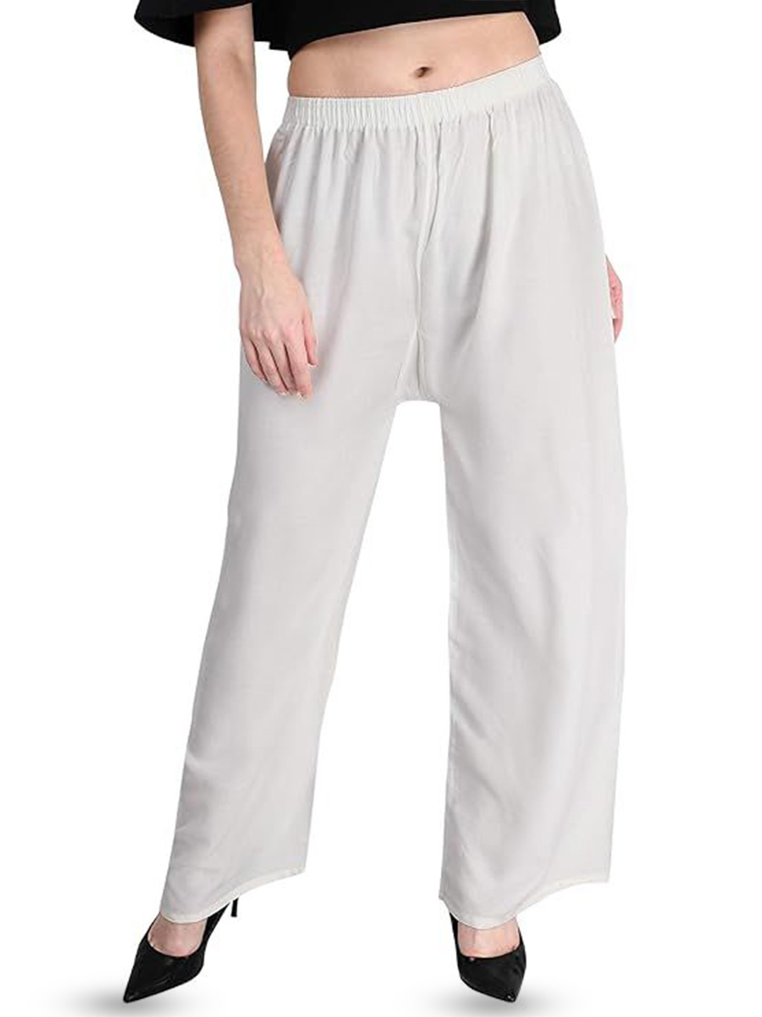 Thrifty Thread Women Flared Slip-On Knitted Palazzos