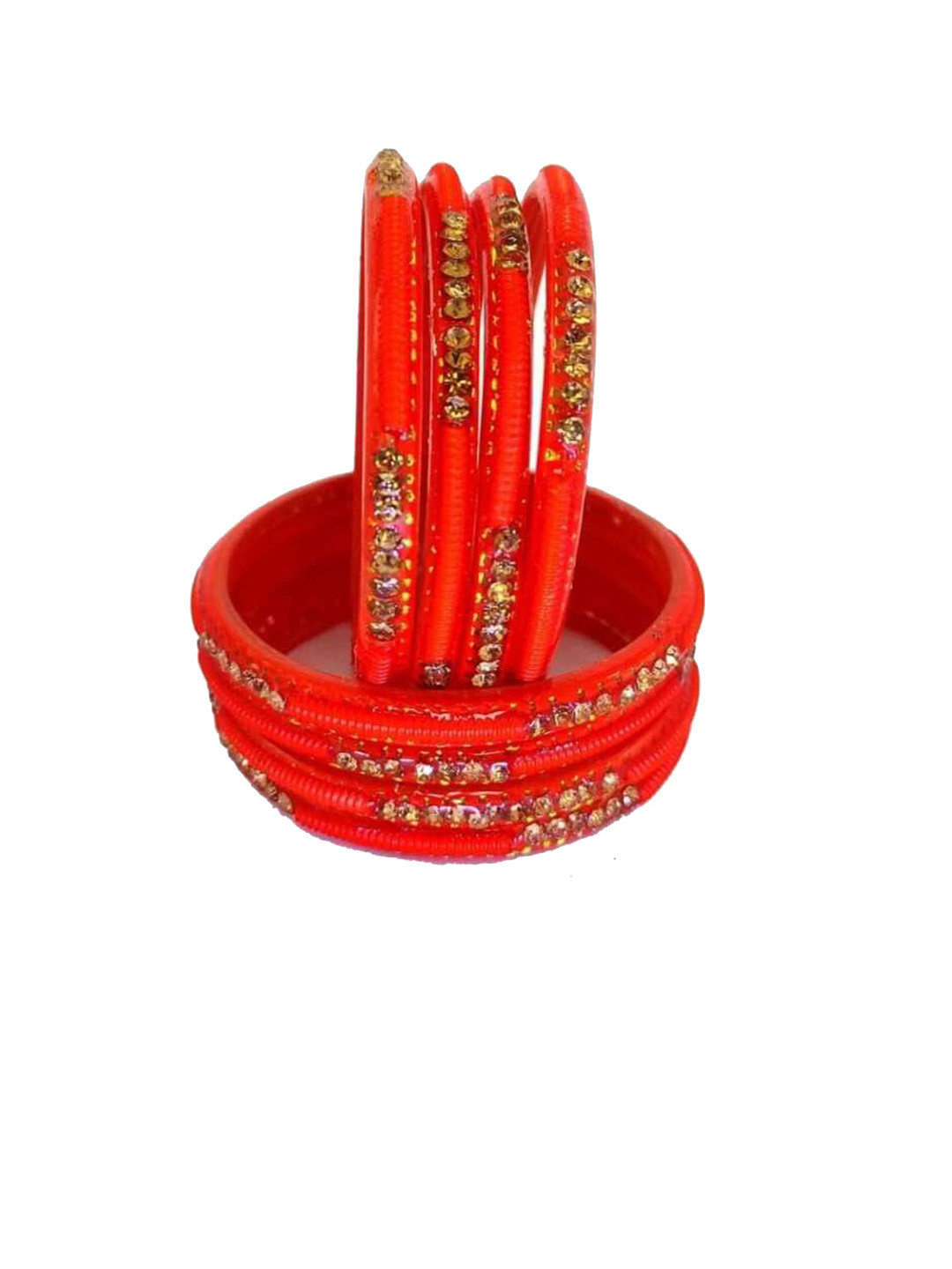 Shasmi Set Of 8 Artificial Stone Studded Bangles