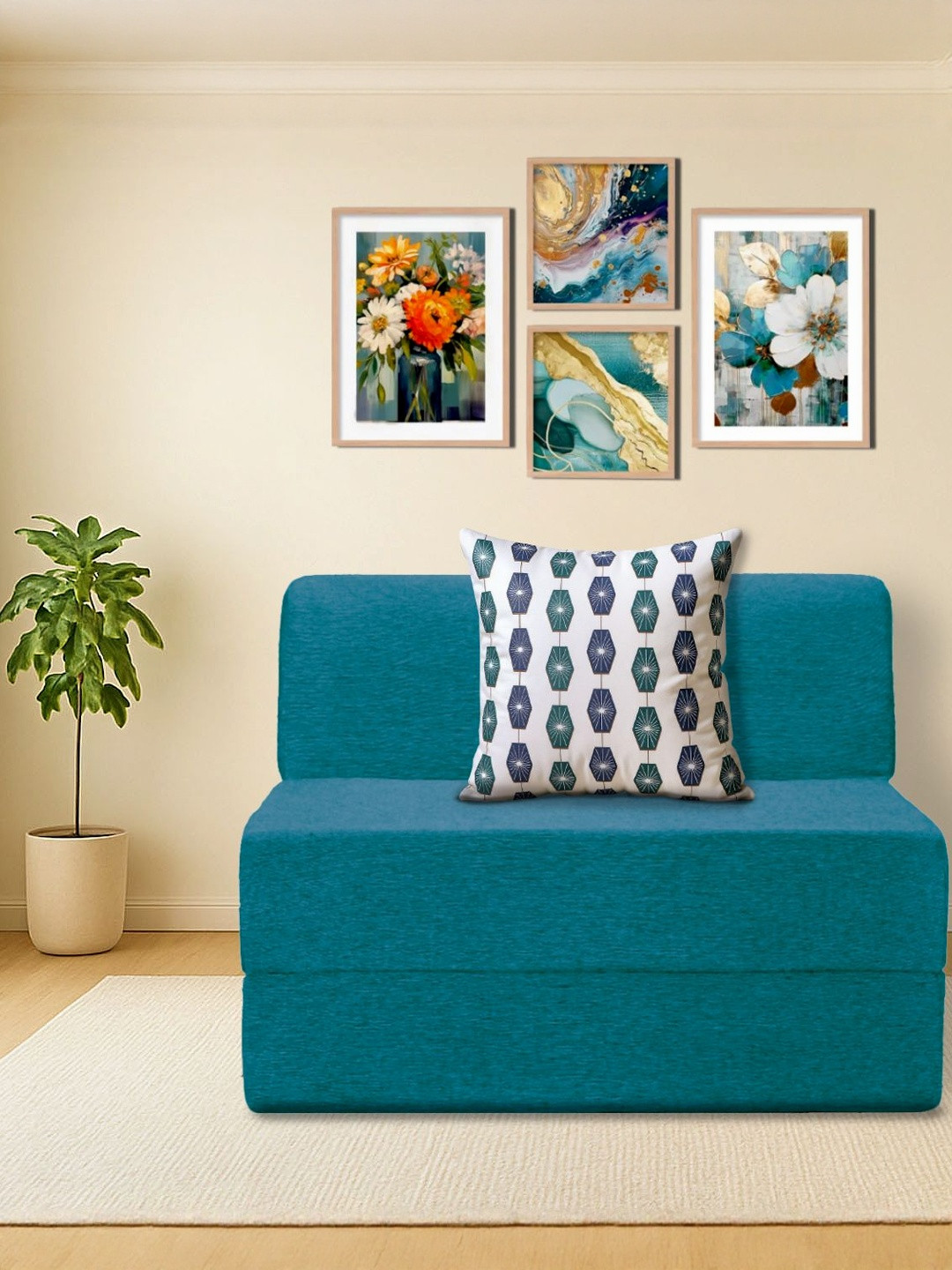 Clex Sea Green Premium Space-Saving Sofa Cum Bed Stylish