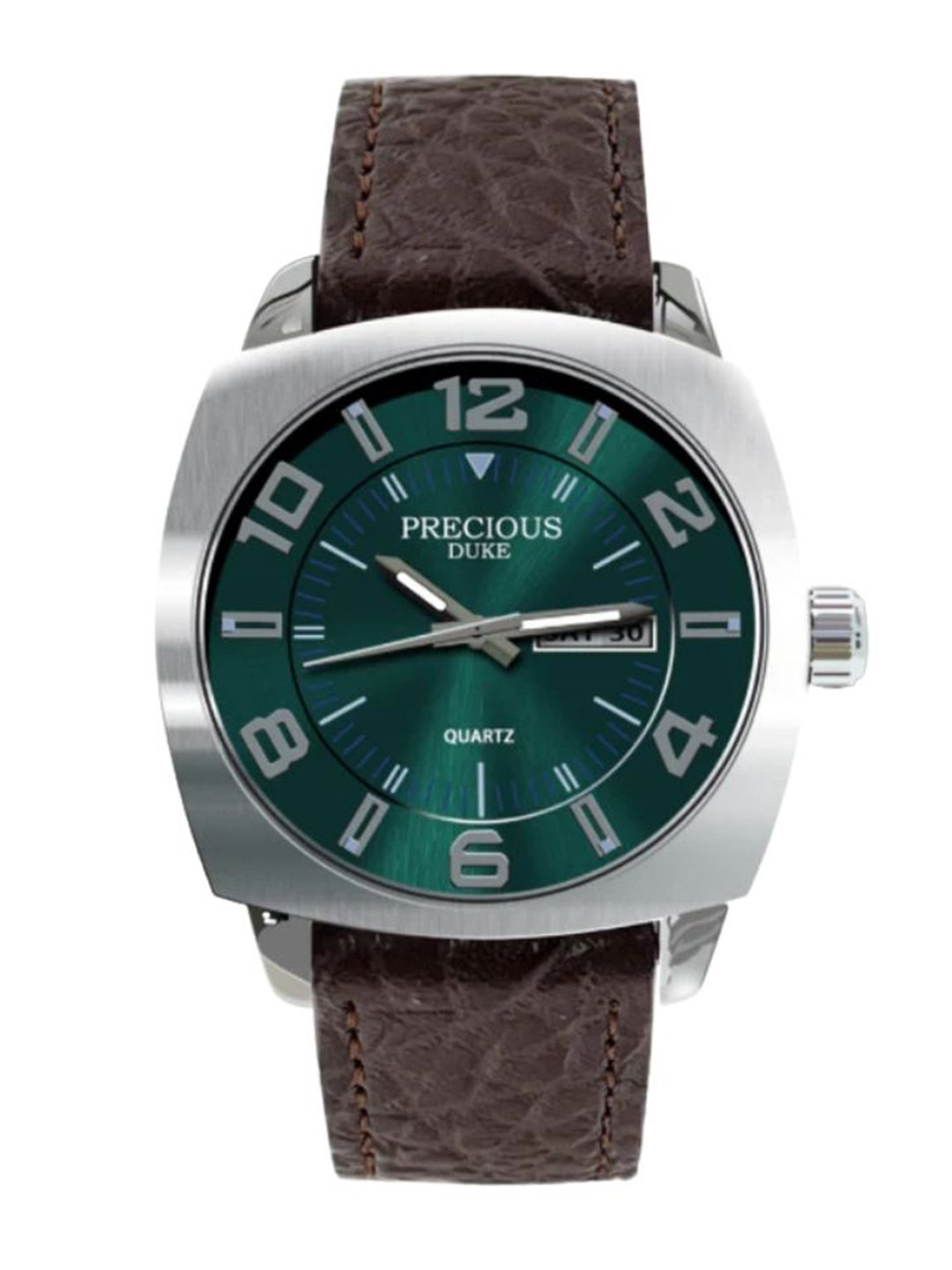 Precious Duke Men Leather Straps Analogue Watch PD_749842667592-Brown-Green