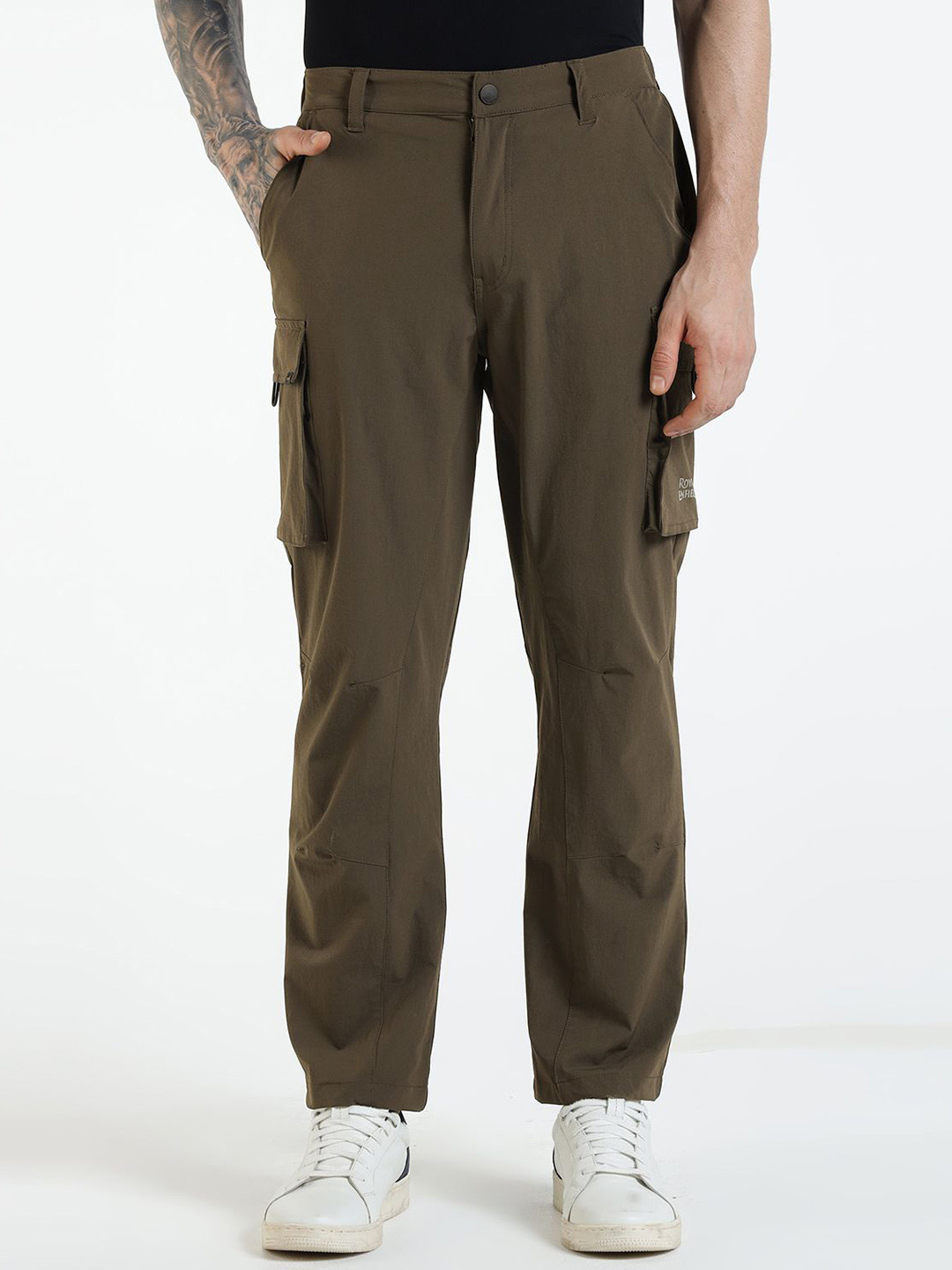 Royal Enfield Men Regular Fit Mid-Rise Flat-Front Nylon Trousers